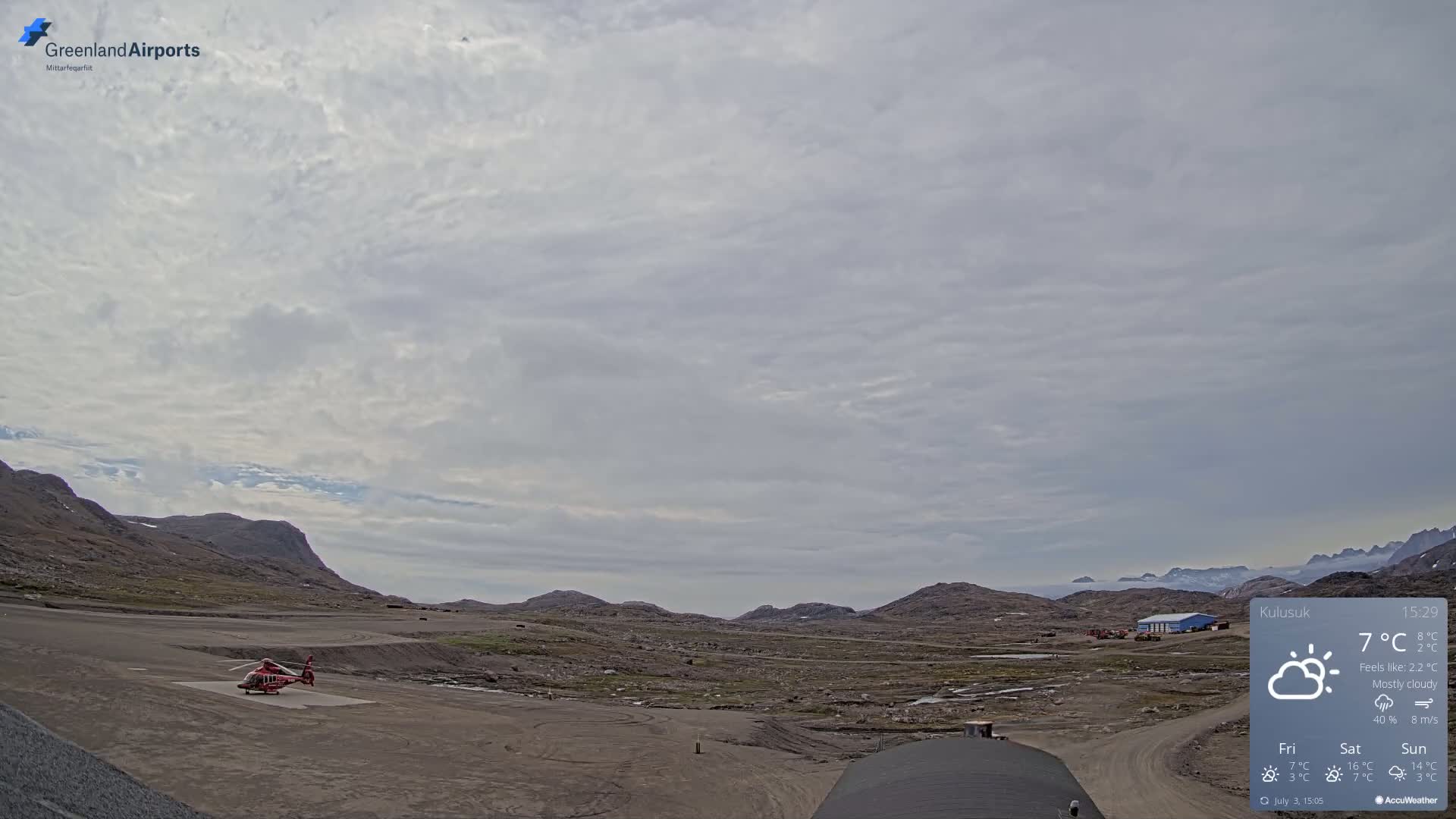 Kulusuk Airport West Towards Live Cam KUS / BGKK- Kulusuk, Sermersooq, Greenland, Denmark