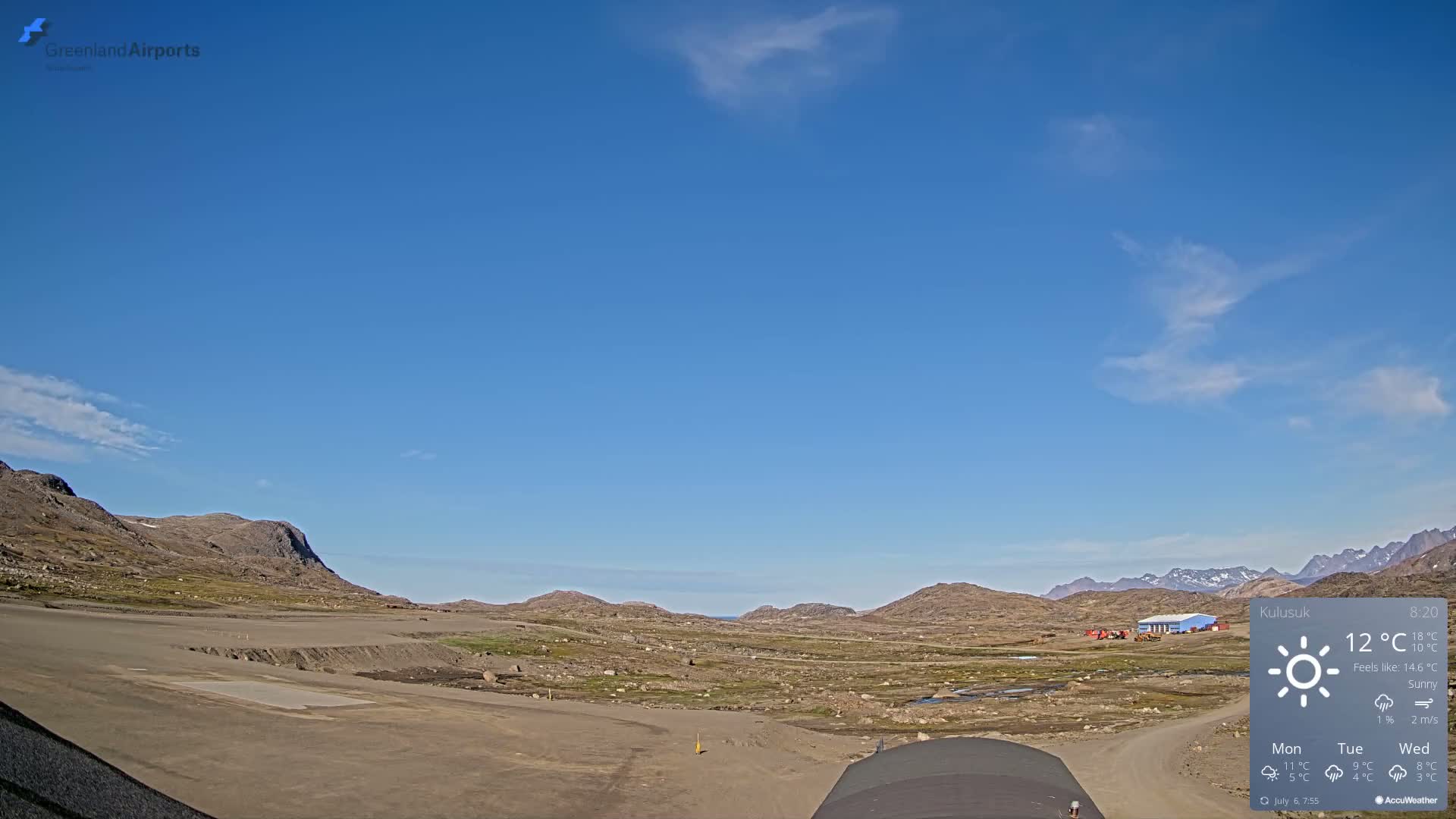 Kulusuk Airport West Towards Live Cam KUS / BGKK- Kulusuk, Sermersooq, Greenland, Denmark