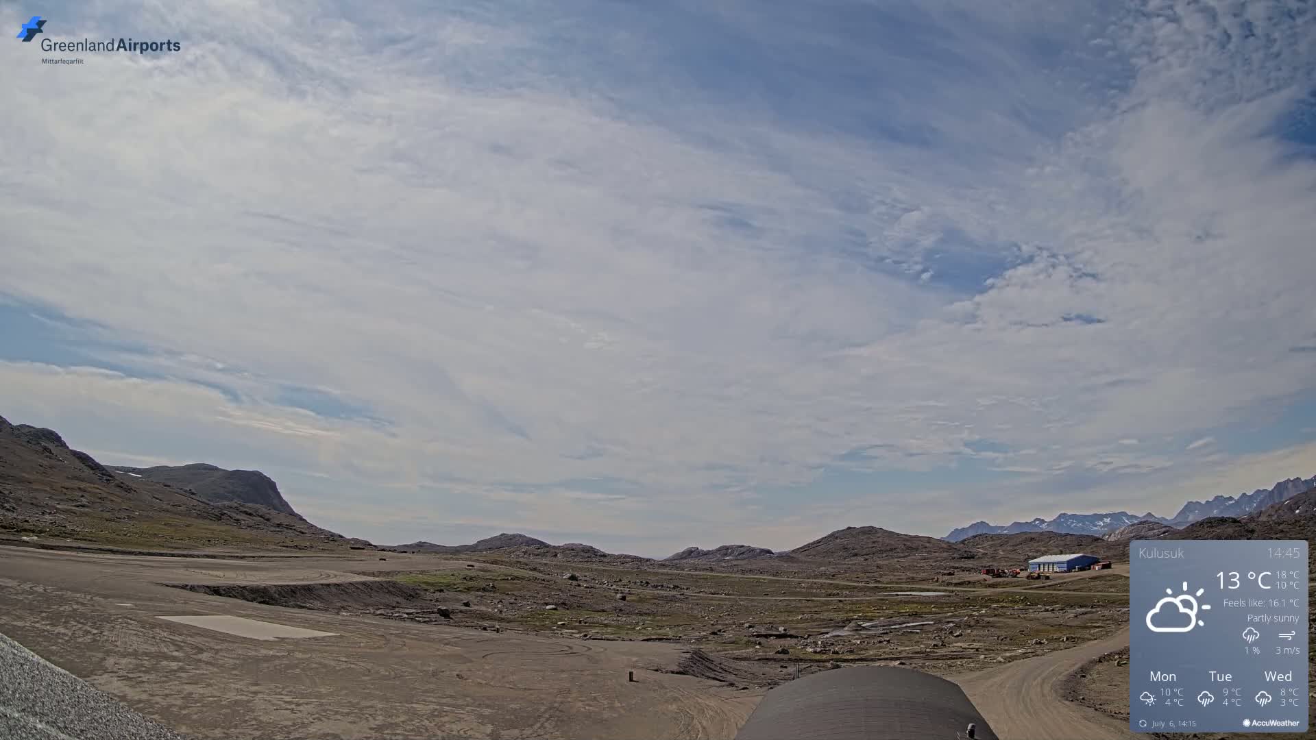 Kulusuk Airport West Towards Live Cam KUS / BGKK- Kulusuk, Sermersooq, Greenland, Denmark