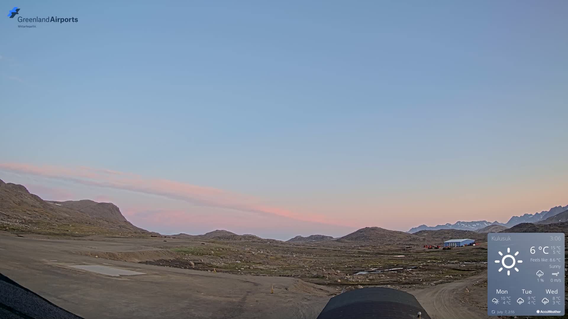 Kulusuk Airport West Towards Live Cam KUS / BGKK- Kulusuk, Sermersooq, Greenland, Denmark
