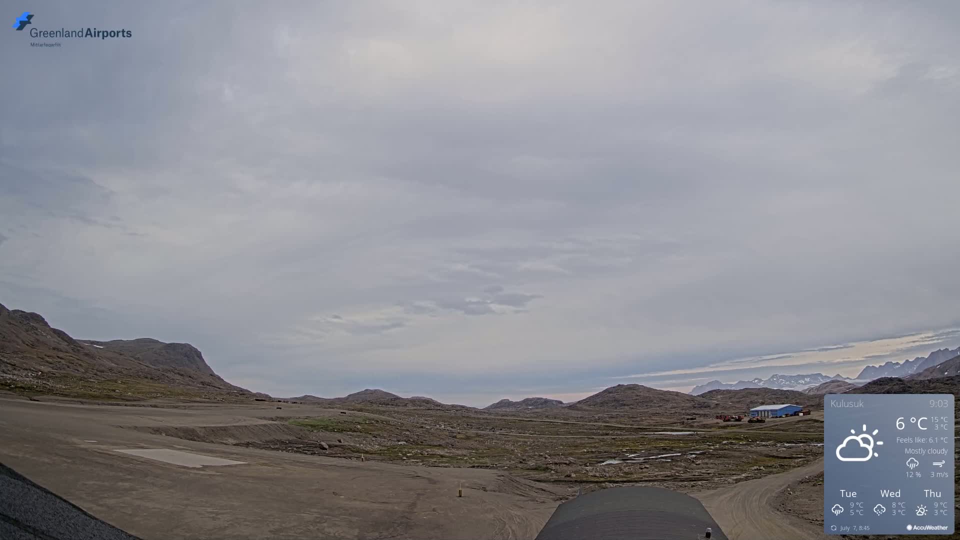 Kulusuk Airport West Towards Live Cam KUS / BGKK- Kulusuk, Sermersooq, Greenland, Denmark
