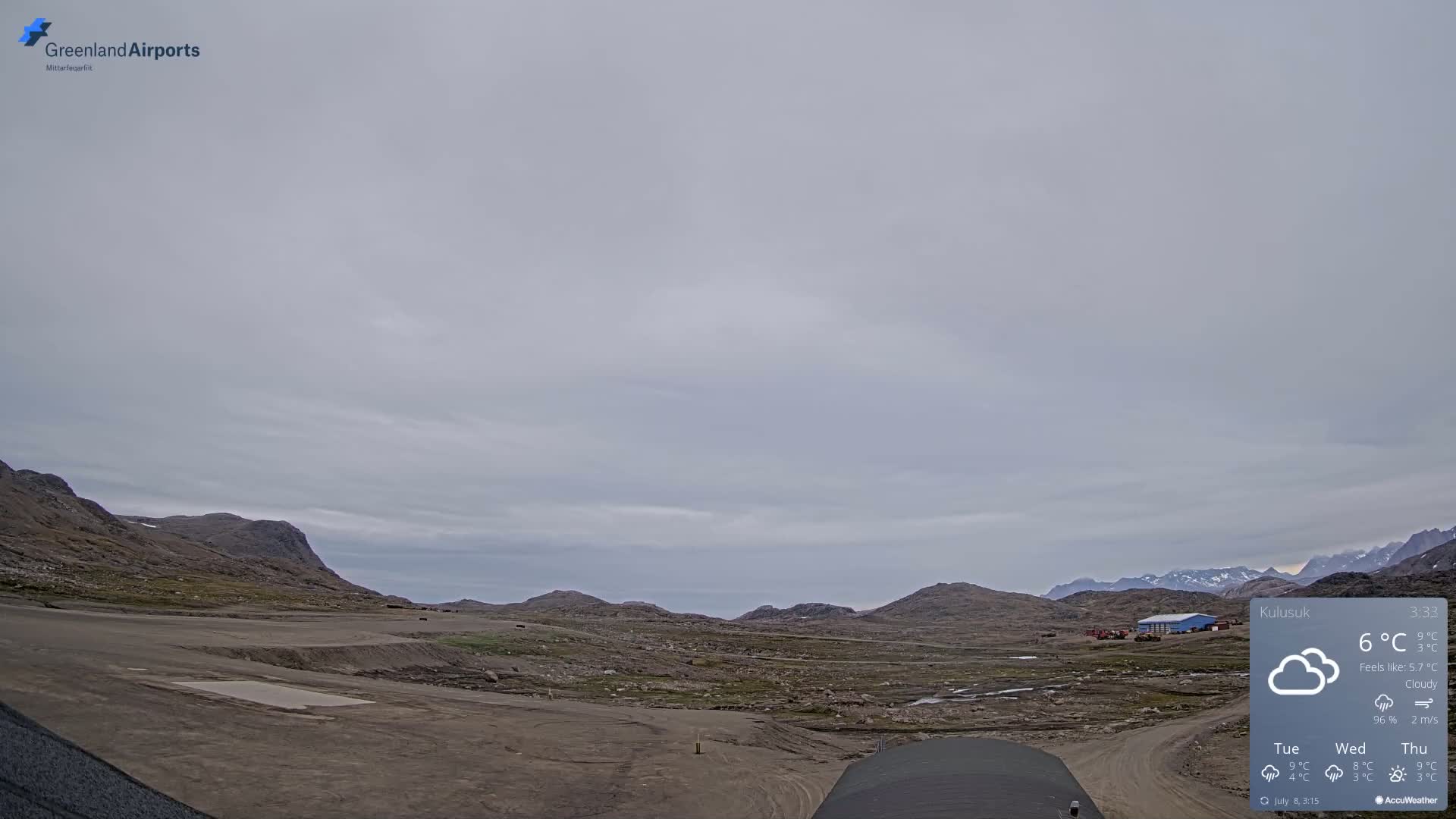 Kulusuk Airport West Towards Live Cam KUS / BGKK- Kulusuk, Sermersooq, Greenland, Denmark