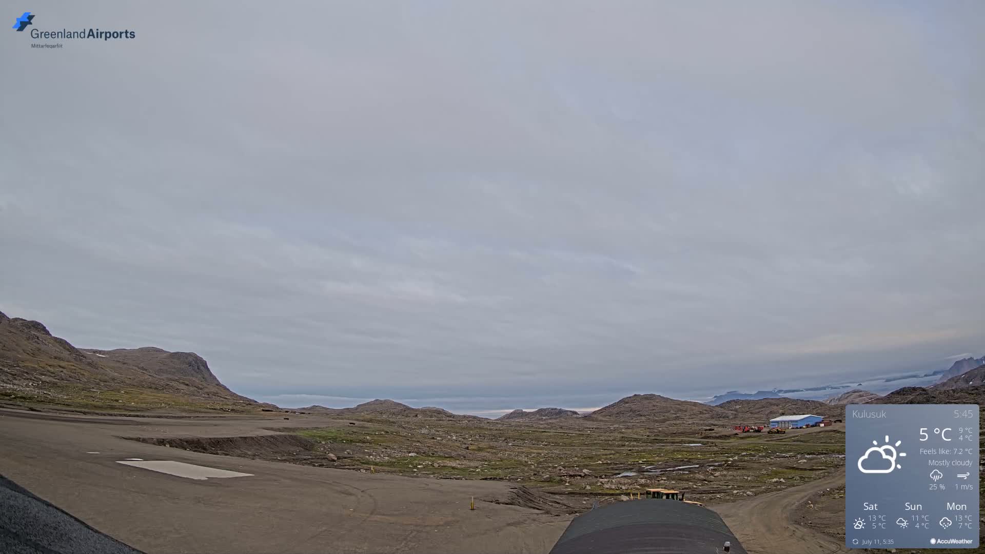 Kulusuk Airport West Towards Live Cam KUS / BGKK- Kulusuk, Sermersooq, Greenland, Denmark