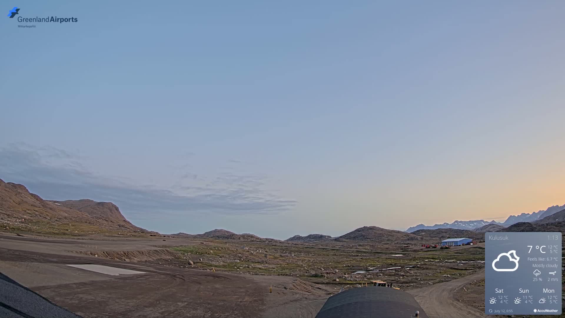 Kulusuk Airport West Towards Live Cam KUS / BGKK- Kulusuk, Sermersooq, Greenland, Denmark