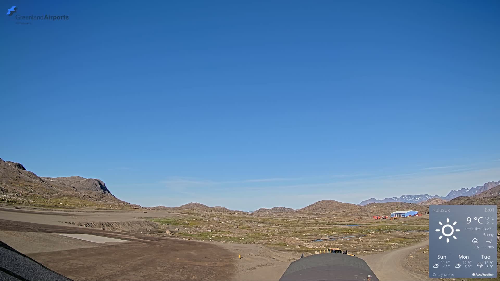 Kulusuk Airport West Towards Live Cam KUS / BGKK- Kulusuk, Sermersooq, Greenland, Denmark