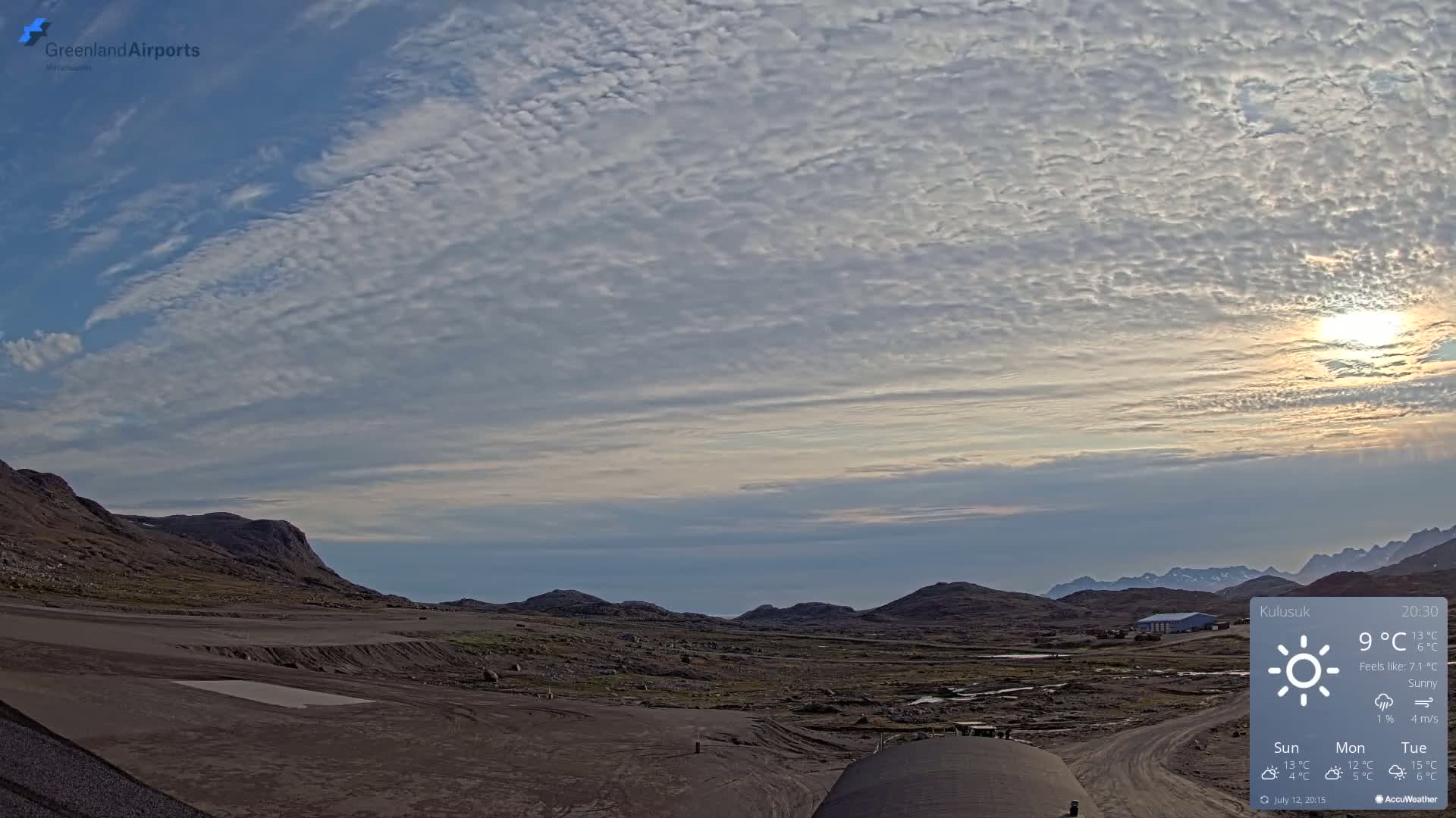 Kulusuk Airport West Towards Live Cam KUS / BGKK- Kulusuk, Sermersooq, Greenland, Denmark