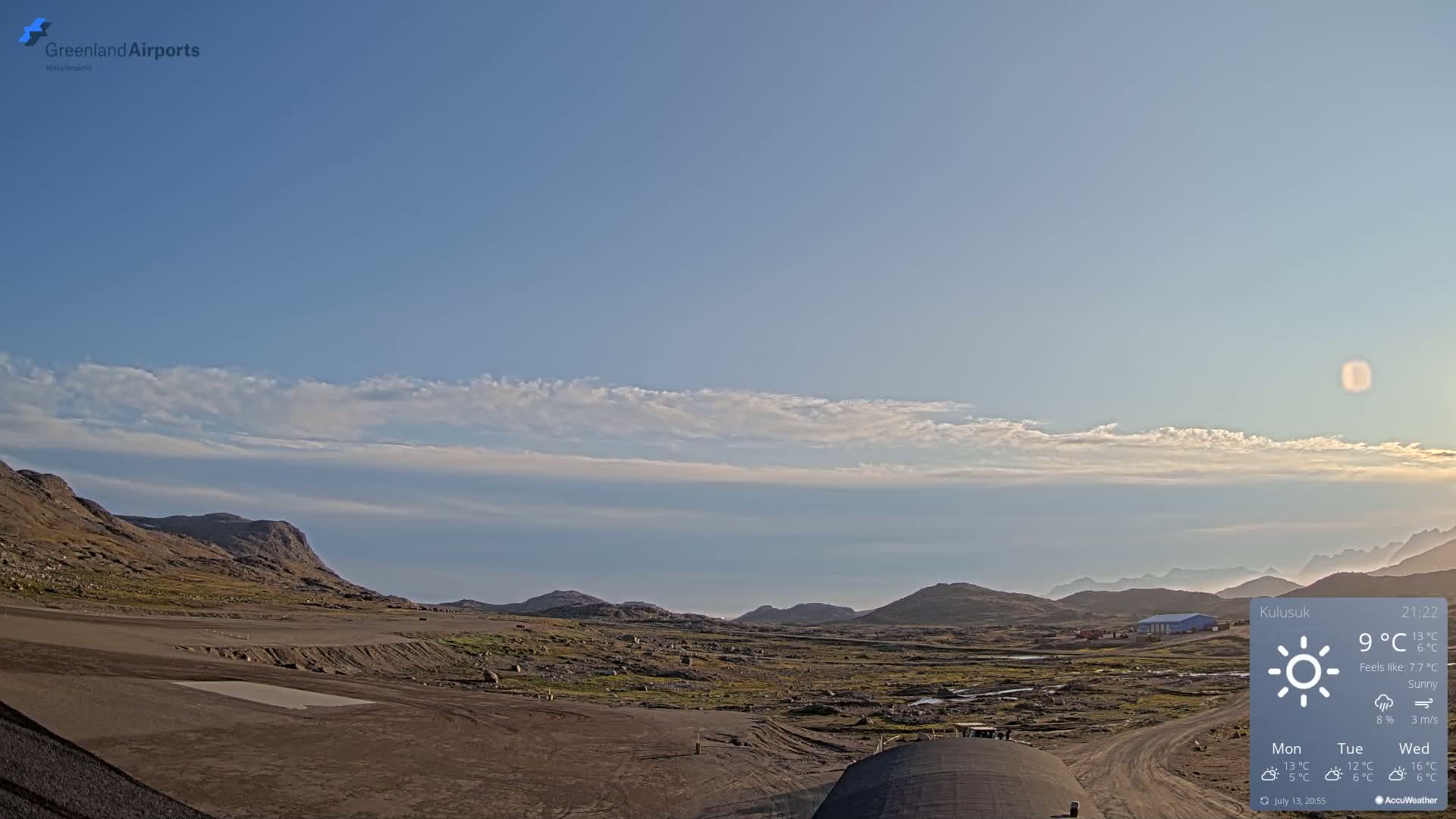 Kulusuk Airport West Towards Live Cam KUS / BGKK- Kulusuk, Sermersooq, Greenland, Denmark