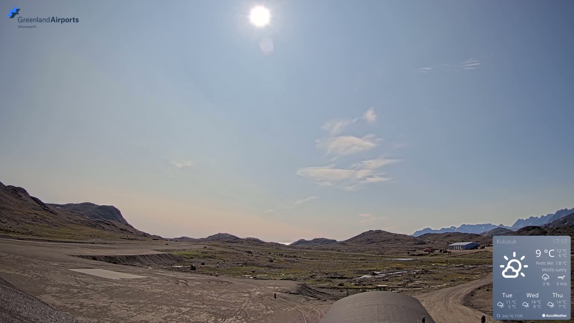 Kulusuk Airport West Towards Live Cam KUS / BGKK- Kulusuk, Sermersooq, Greenland, Denmark