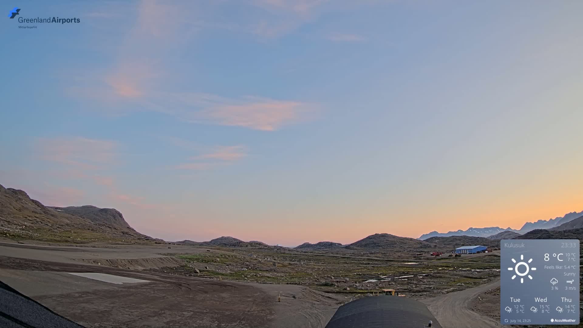 Kulusuk Airport West Towards Live Cam KUS / BGKK- Kulusuk, Sermersooq, Greenland, Denmark