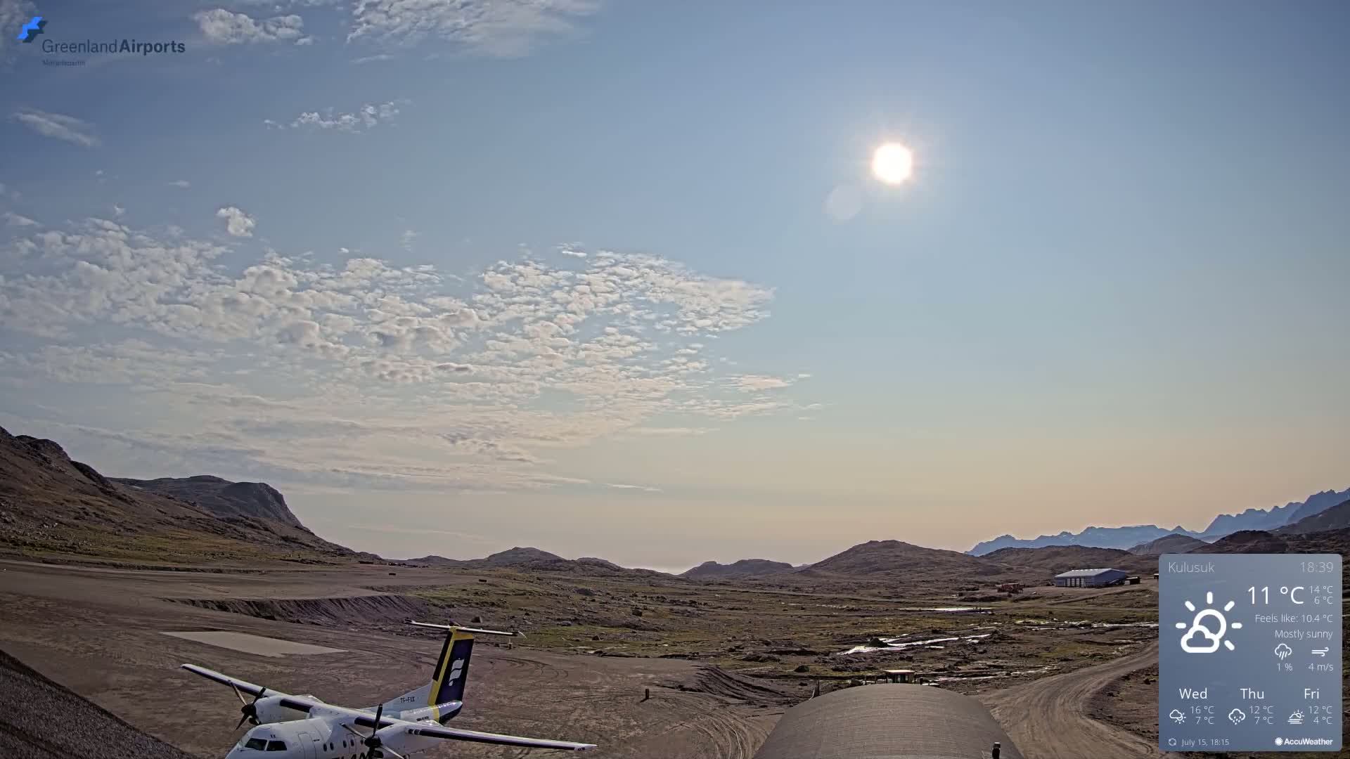 Kulusuk Airport West Towards Live Cam KUS / BGKK- Kulusuk, Sermersooq, Greenland, Denmark