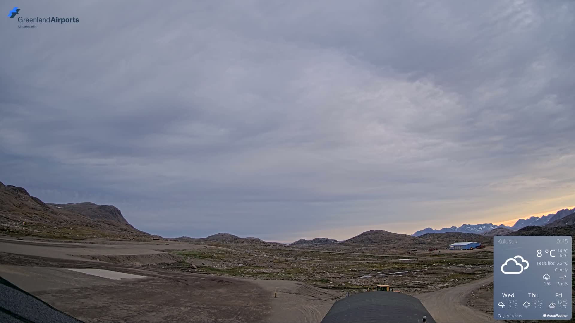 Kulusuk Airport West Towards Live Cam KUS / BGKK- Kulusuk, Sermersooq, Greenland, Denmark
