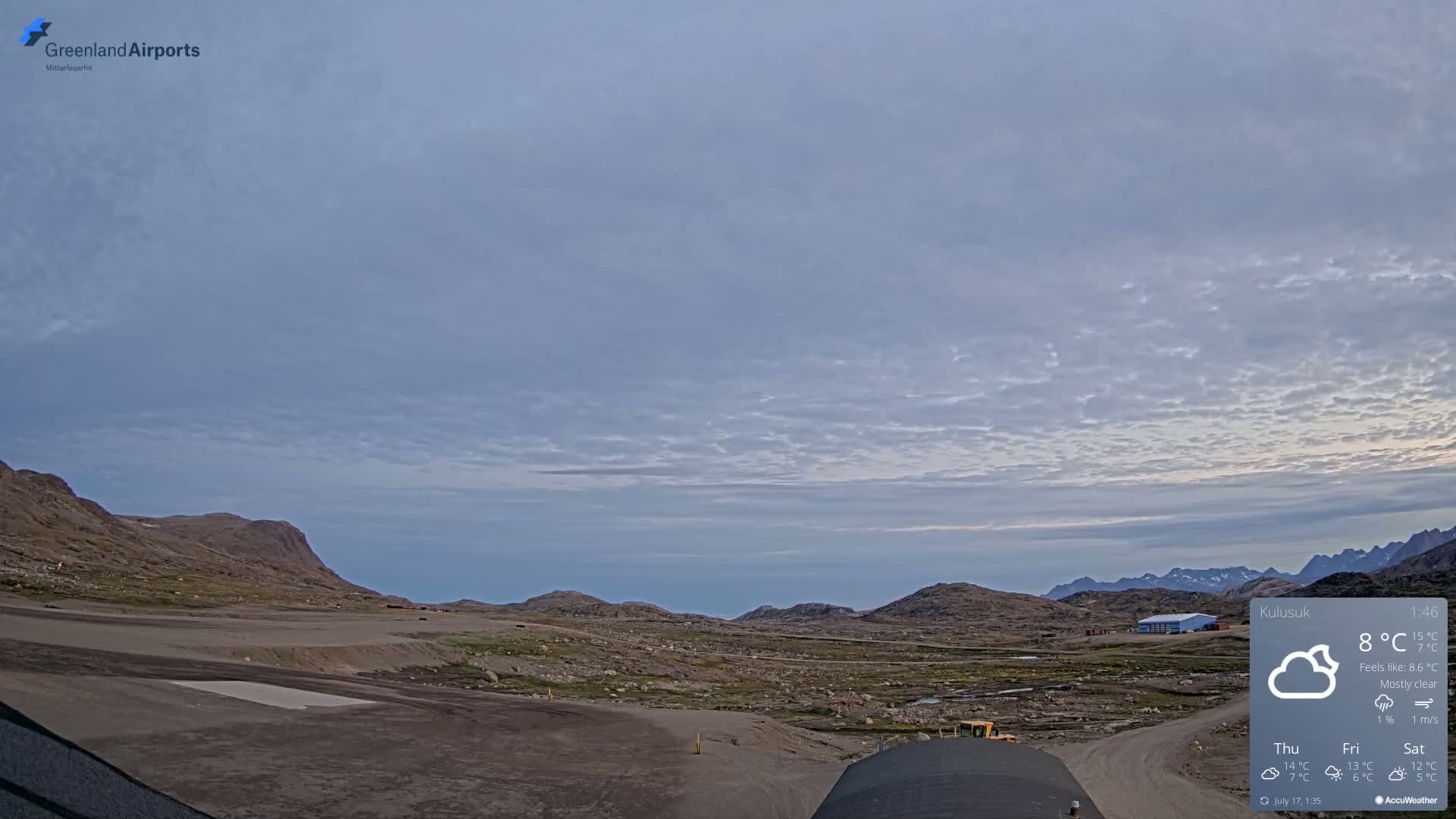Kulusuk Airport West Towards Live Cam KUS / BGKK- Kulusuk, Sermersooq, Greenland, Denmark