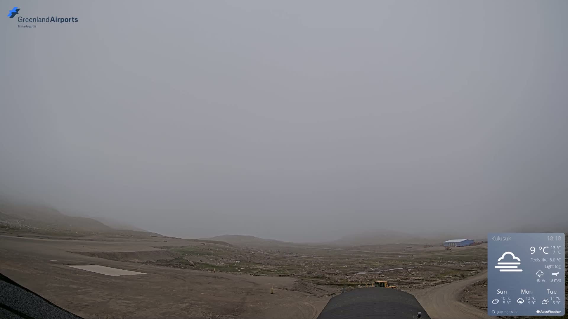 Kulusuk Airport West Towards Live Cam KUS / BGKK- Kulusuk, Sermersooq, Greenland, Denmark