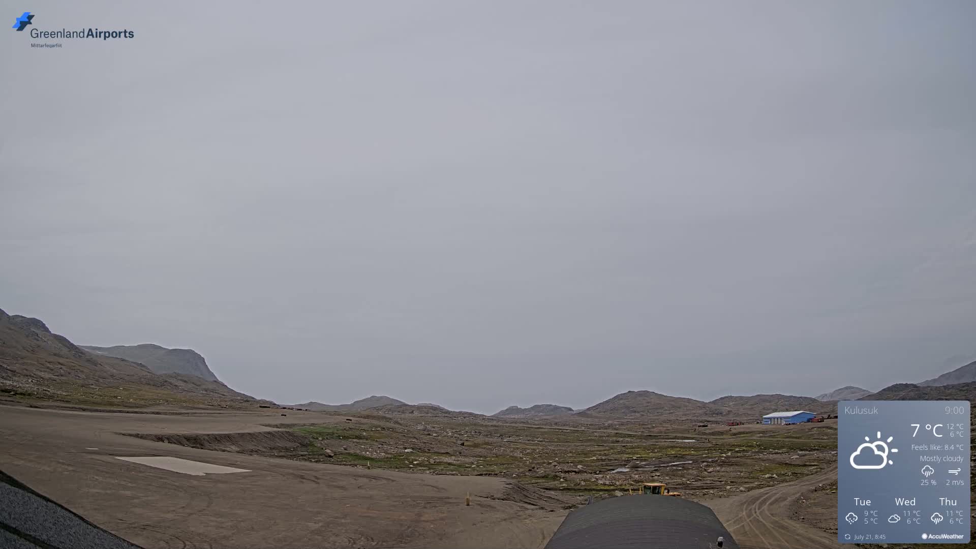 Kulusuk Airport West Towards Live Cam KUS / BGKK- Kulusuk, Sermersooq, Greenland, Denmark