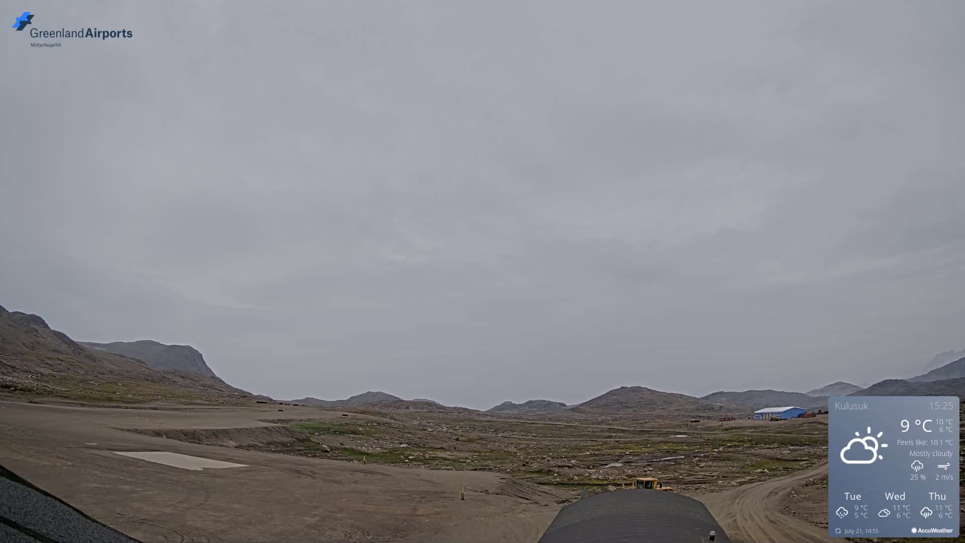 Kulusuk Airport West Towards Live Cam KUS / BGKK- Kulusuk, Sermersooq, Greenland, Denmark