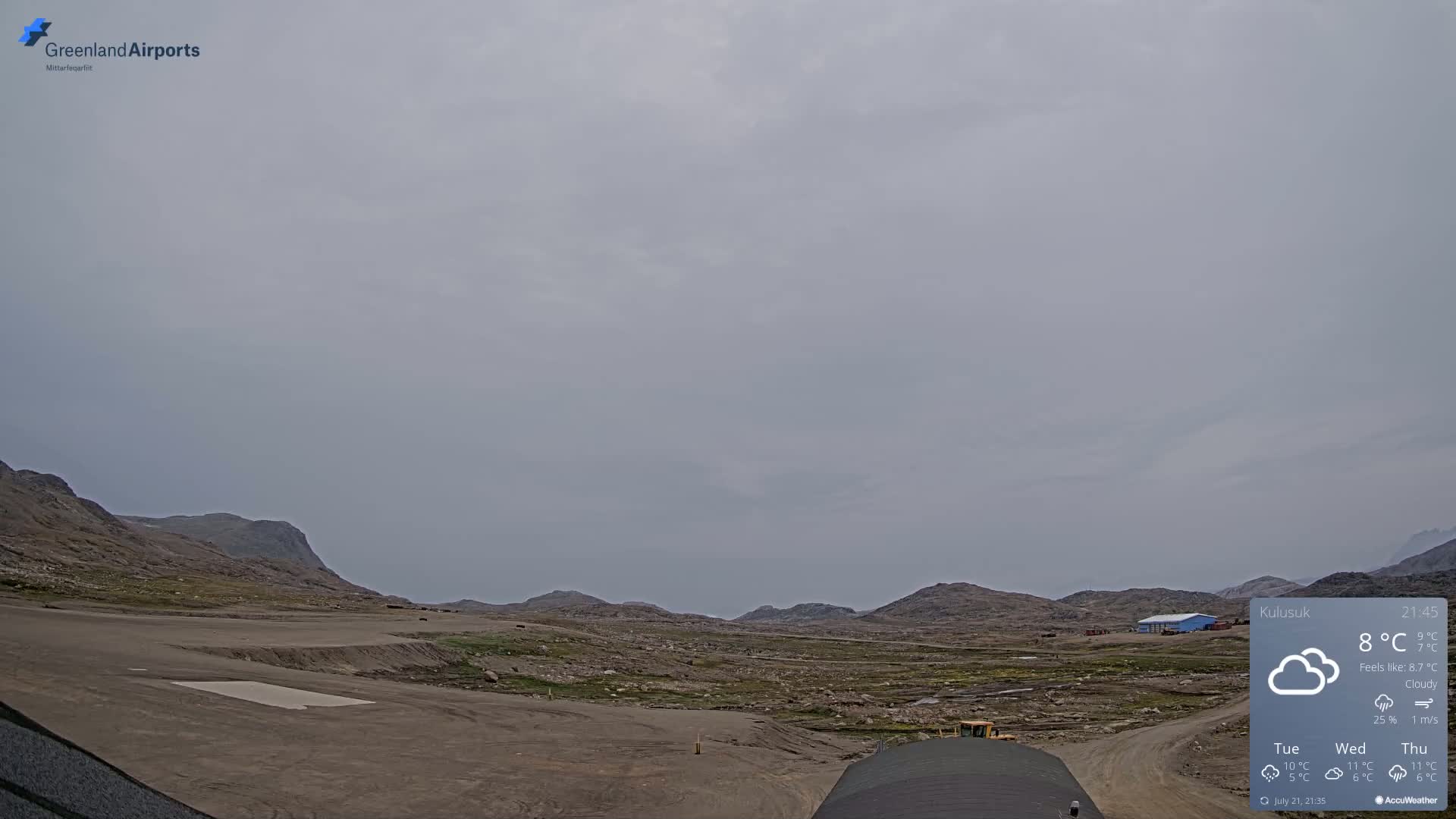 Kulusuk Airport West Towards Live Cam KUS / BGKK- Kulusuk, Sermersooq, Greenland, Denmark