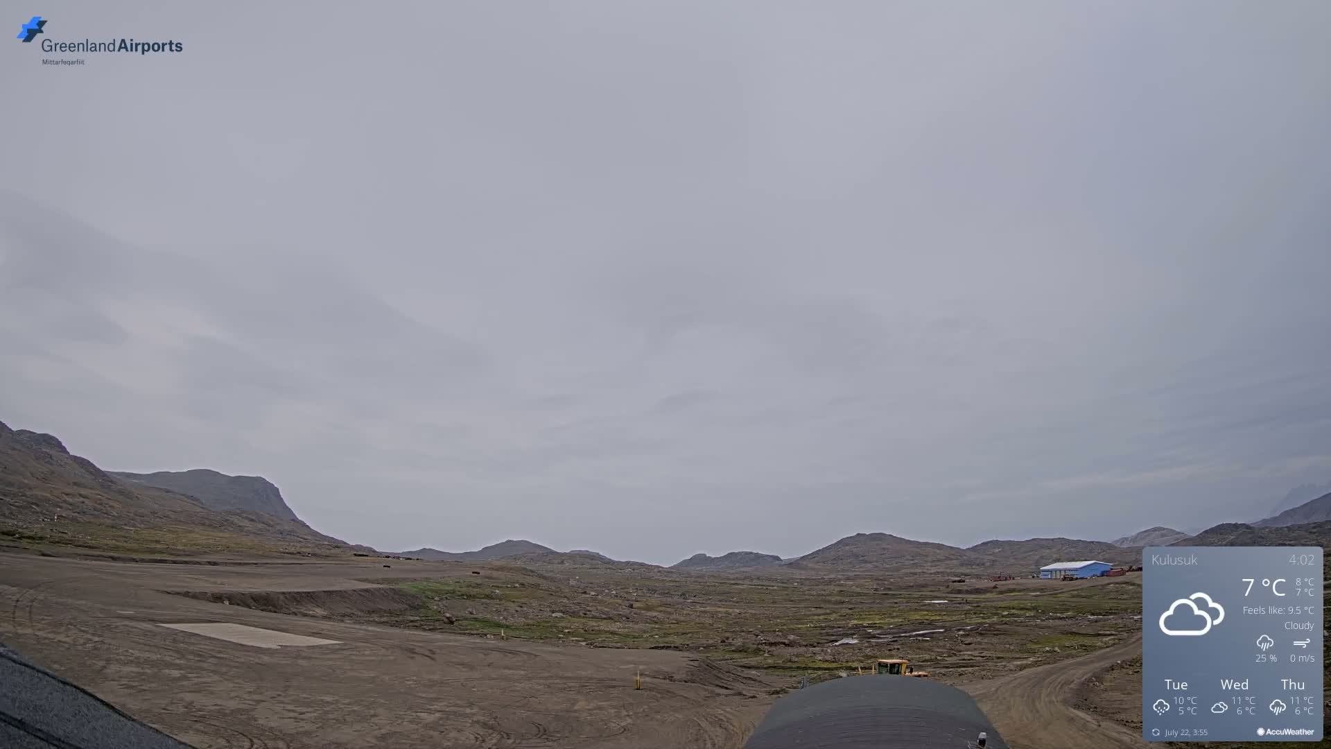 Kulusuk Airport West Towards Live Cam KUS / BGKK- Kulusuk, Sermersooq, Greenland, Denmark
