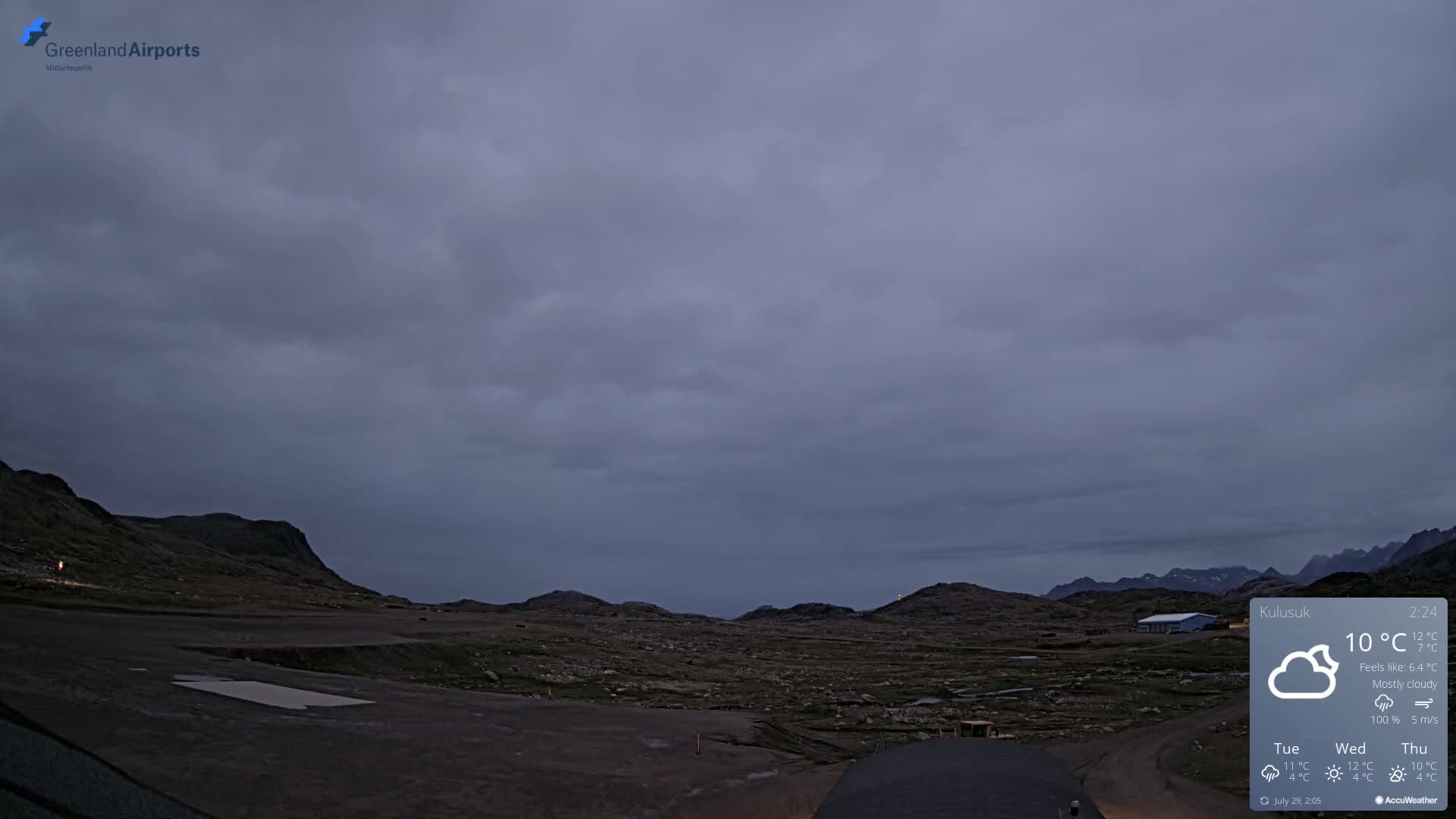 Kulusuk Airport West Towards Live Cam KUS / BGKK- Kulusuk, Sermersooq, Greenland, Denmark