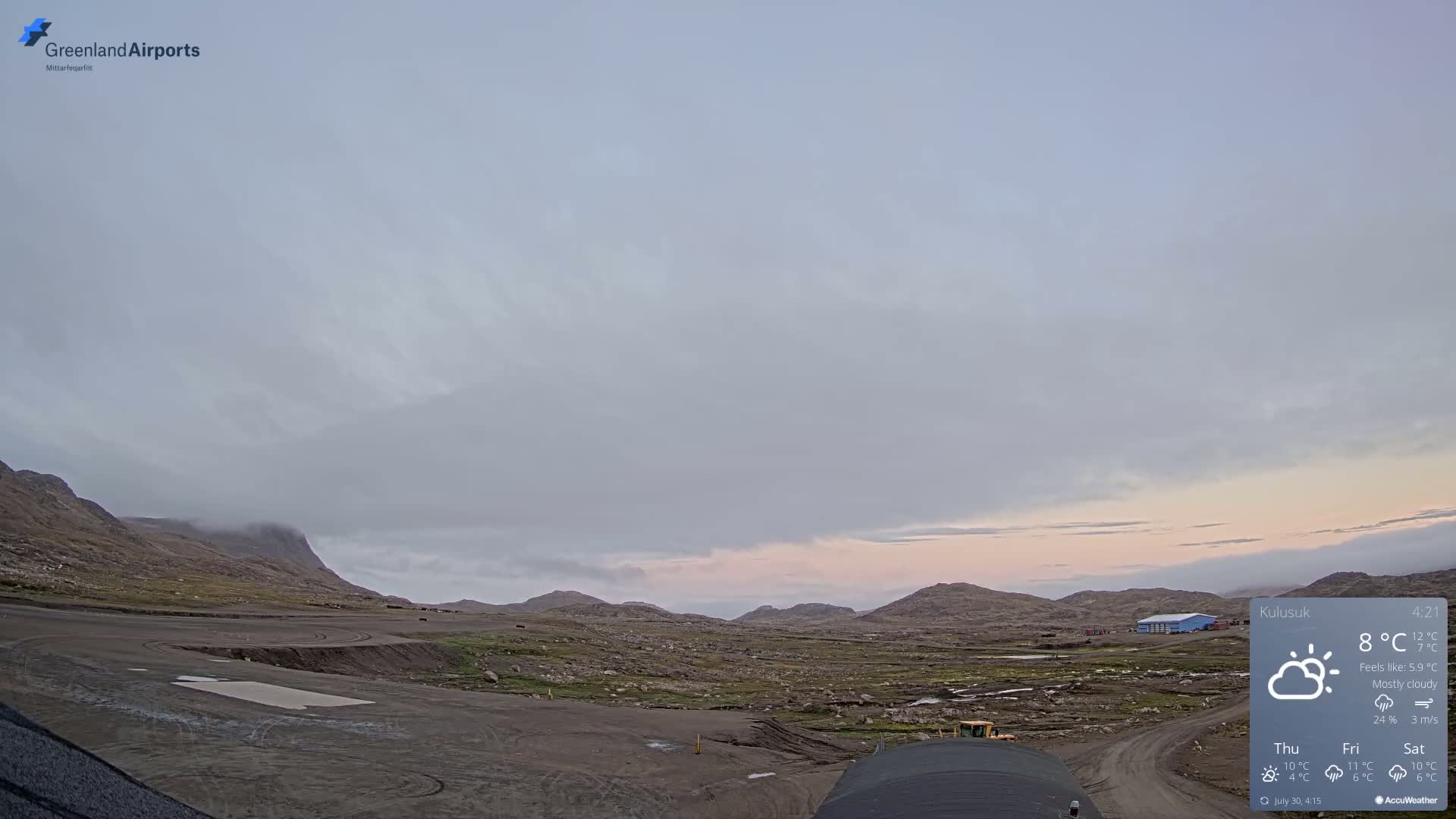 Kulusuk Airport West Towards Live Cam KUS / BGKK- Kulusuk, Sermersooq, Greenland, Denmark
