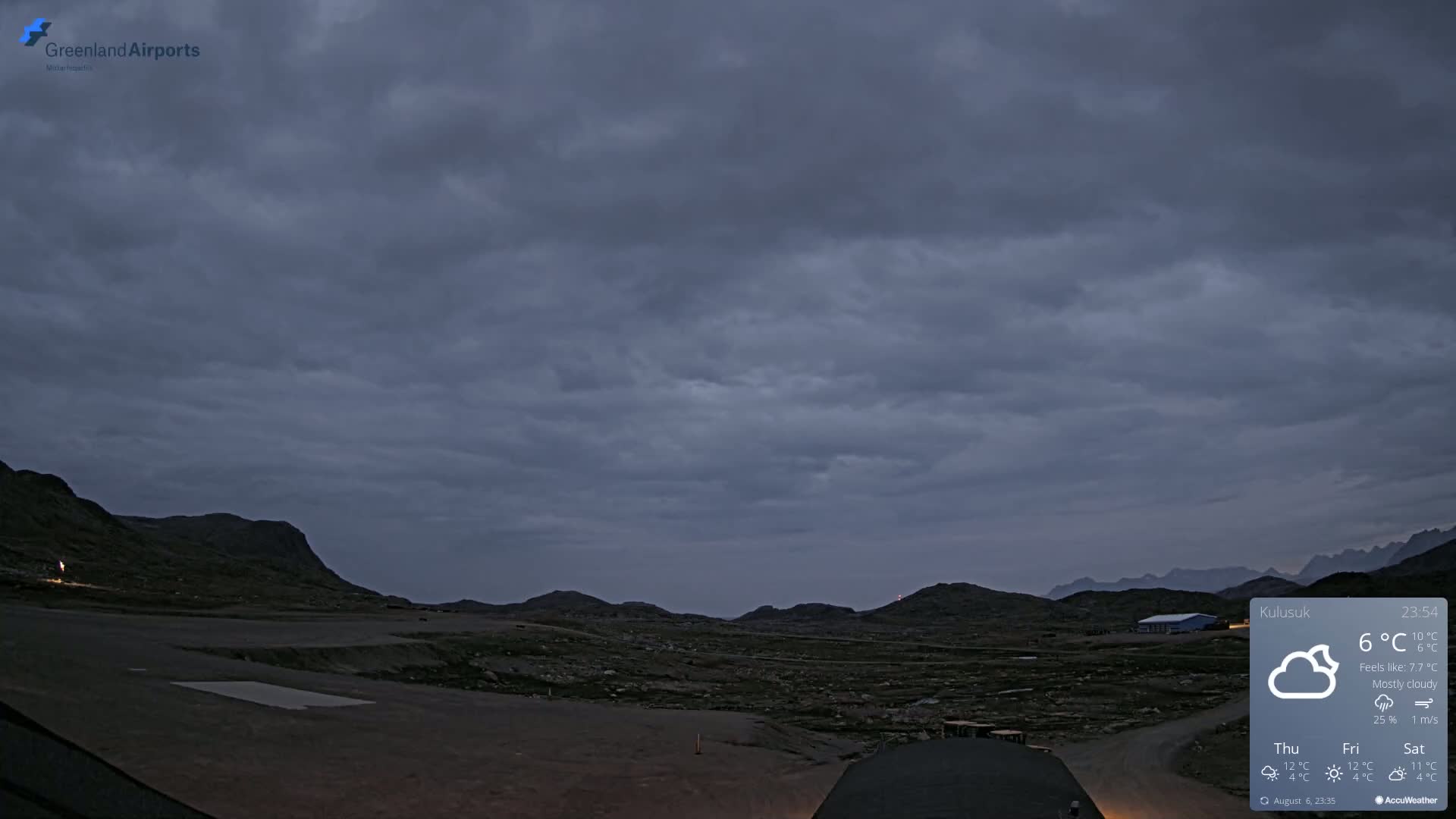 Kulusuk Airport West Towards Live Cam KUS / BGKK- Kulusuk, Sermersooq, Greenland, Denmark