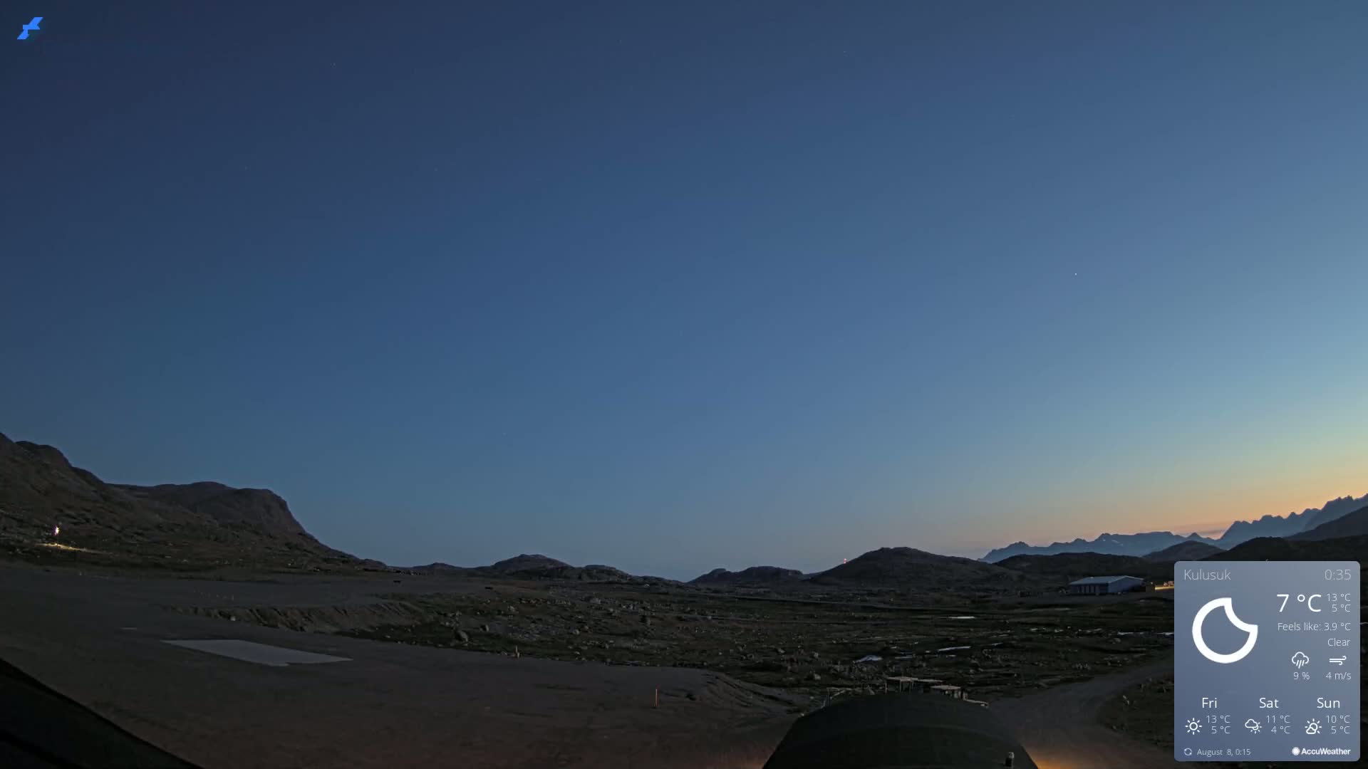 Kulusuk Airport West Towards Live Cam KUS / BGKK- Kulusuk, Sermersooq, Greenland, Denmark