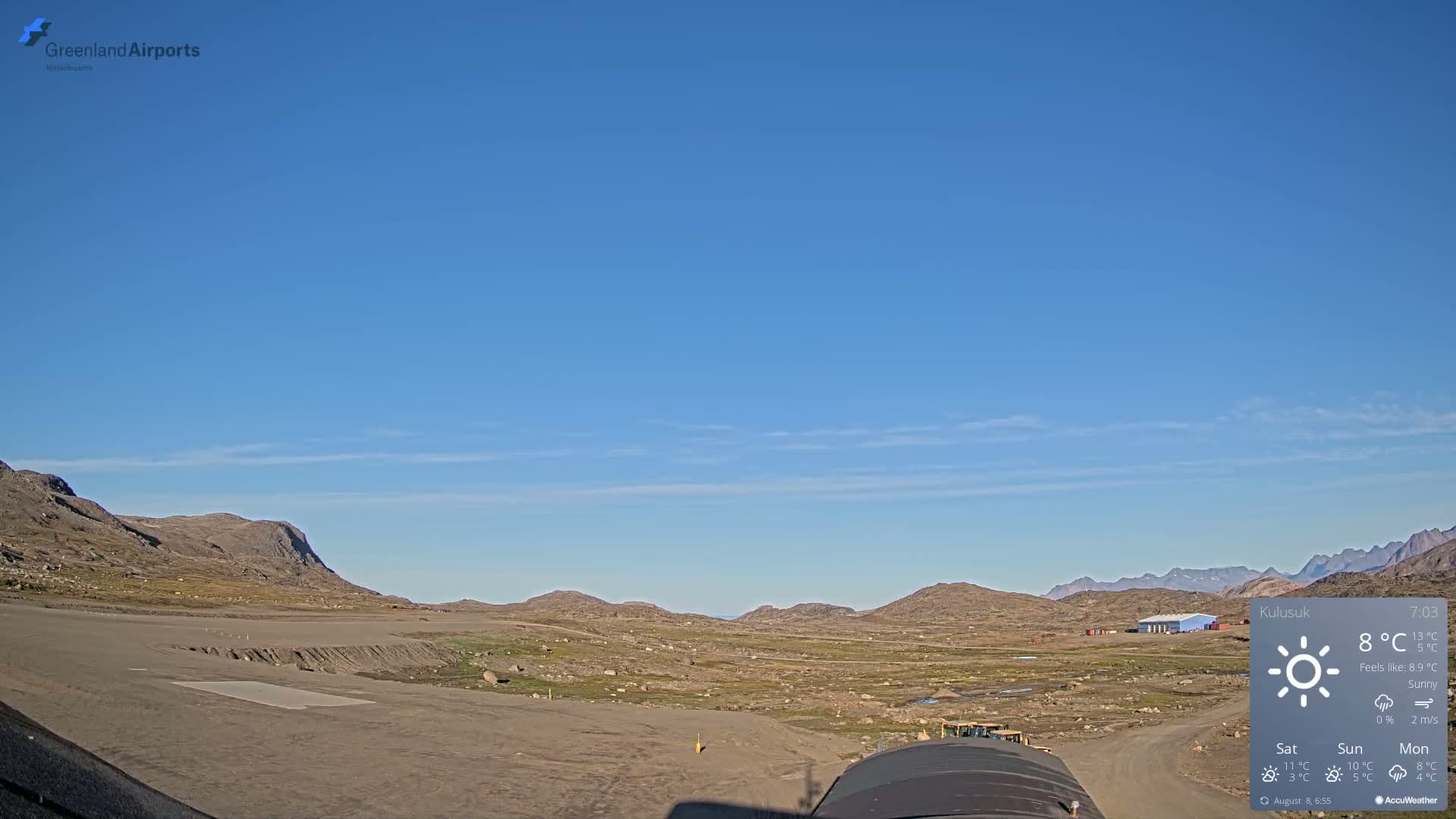 Kulusuk Airport West Towards Live Cam KUS / BGKK- Kulusuk, Sermersooq, Greenland, Denmark