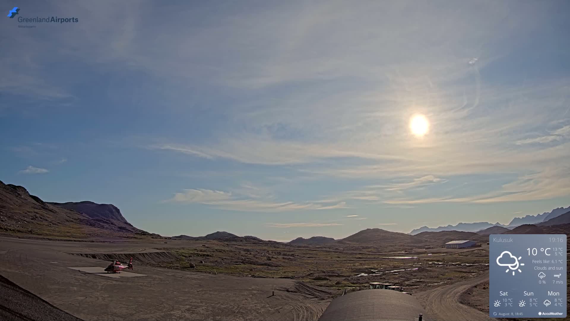 Kulusuk Airport West Towards Live Cam KUS / BGKK- Kulusuk, Sermersooq, Greenland, Denmark