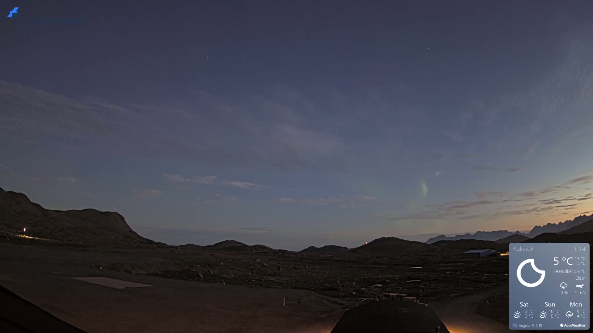Kulusuk Airport West Towards Live Cam KUS / BGKK- Kulusuk, Sermersooq, Greenland, Denmark