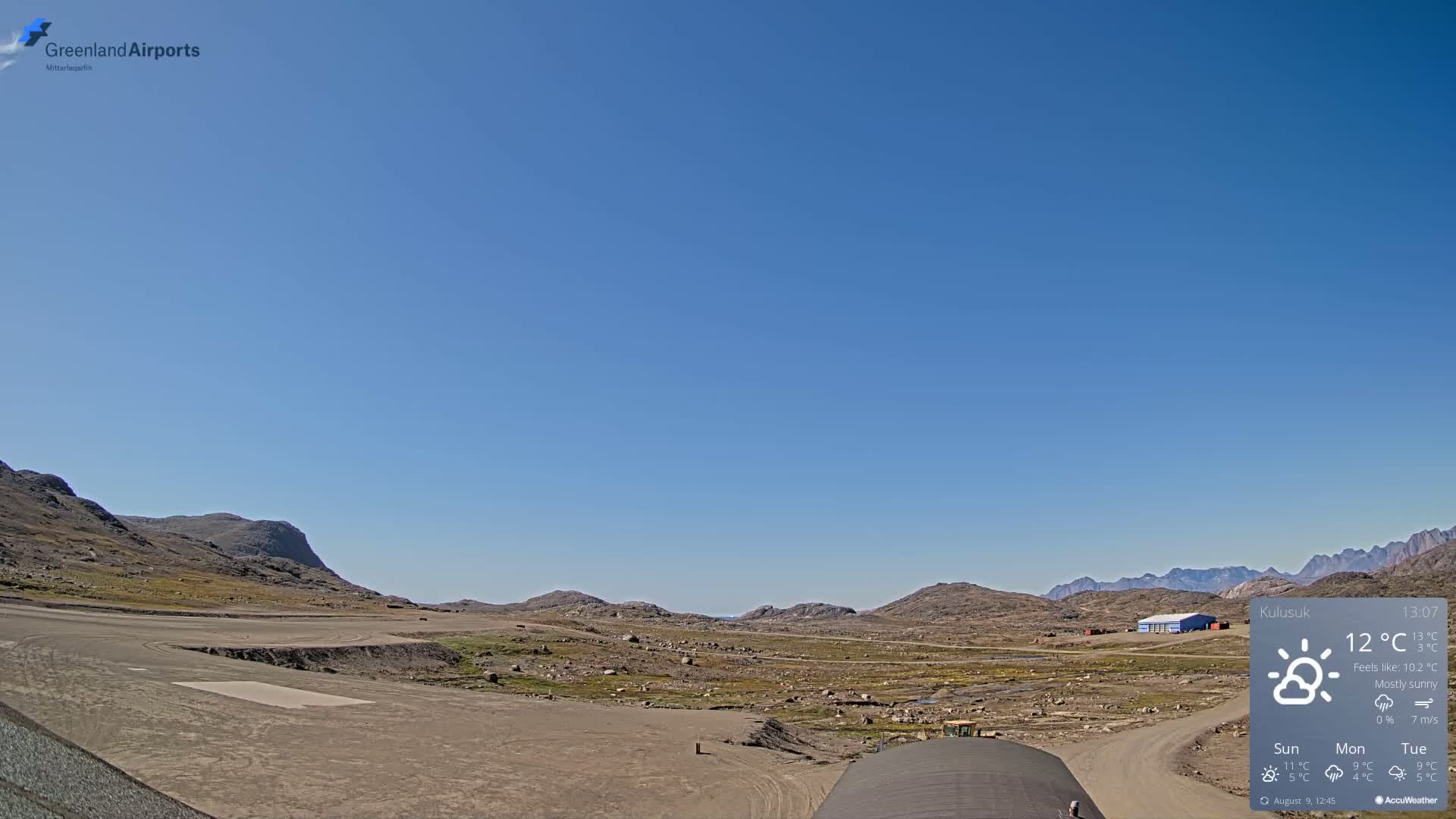 Kulusuk Airport West Towards Live Cam KUS / BGKK- Kulusuk, Sermersooq, Greenland, Denmark