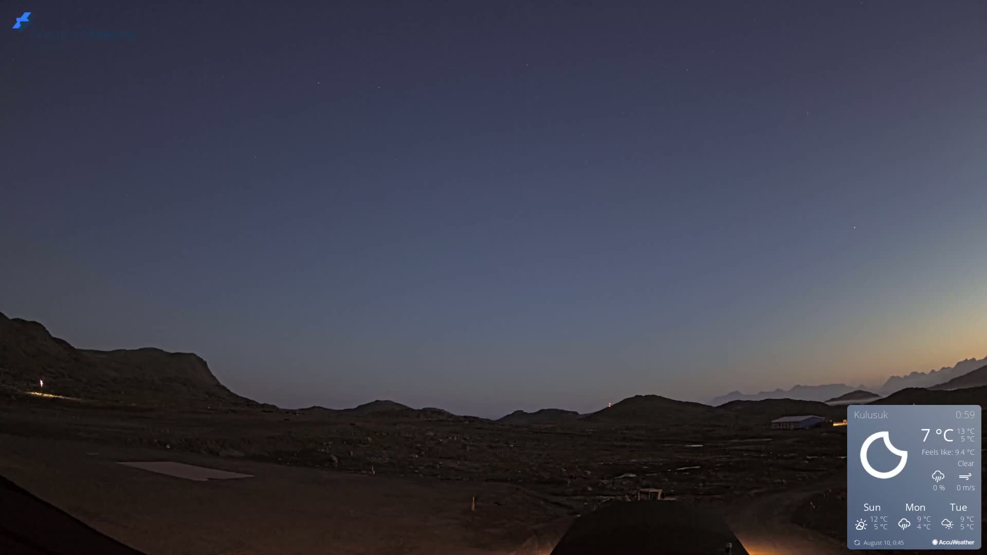 Kulusuk Airport West Towards Live Cam KUS / BGKK- Kulusuk, Sermersooq, Greenland, Denmark