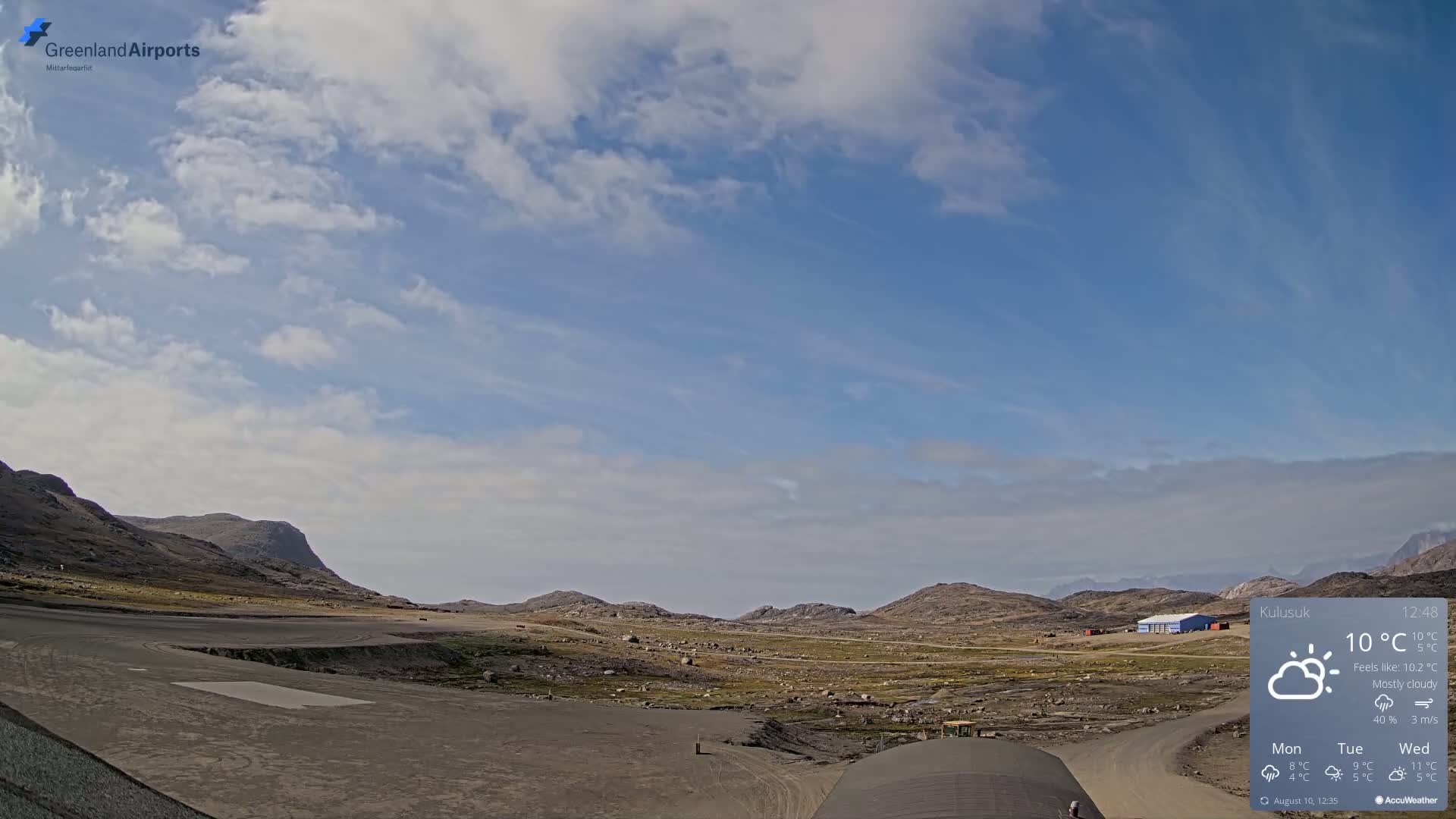 Kulusuk Airport West Towards Live Cam KUS / BGKK- Kulusuk, Sermersooq, Greenland, Denmark