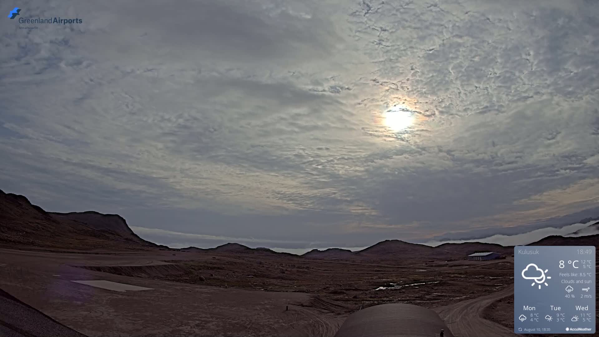 Kulusuk Airport West Towards Live Cam KUS / BGKK- Kulusuk, Sermersooq, Greenland, Denmark