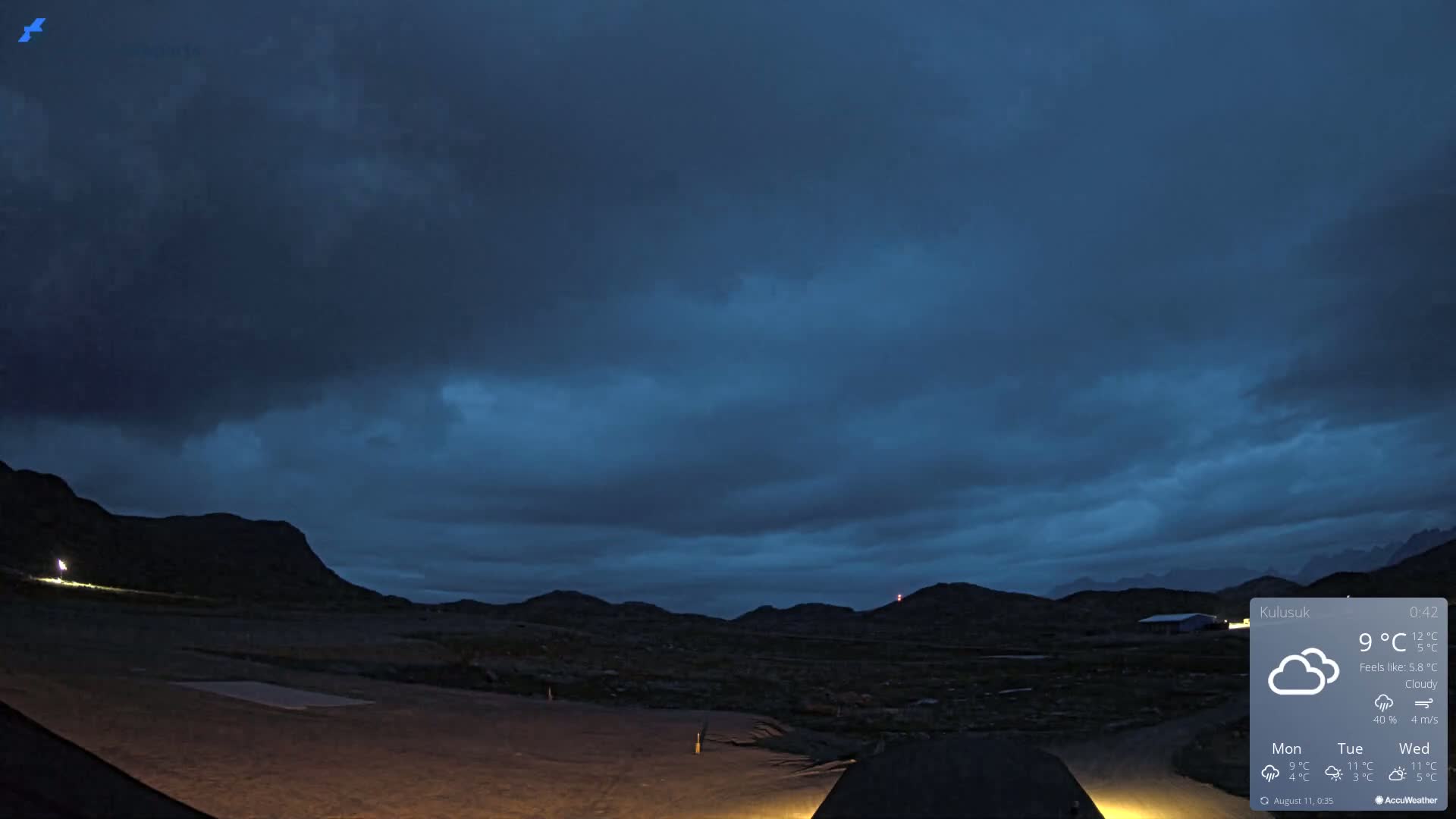 Kulusuk Airport West Towards Live Cam KUS / BGKK- Kulusuk, Sermersooq, Greenland, Denmark