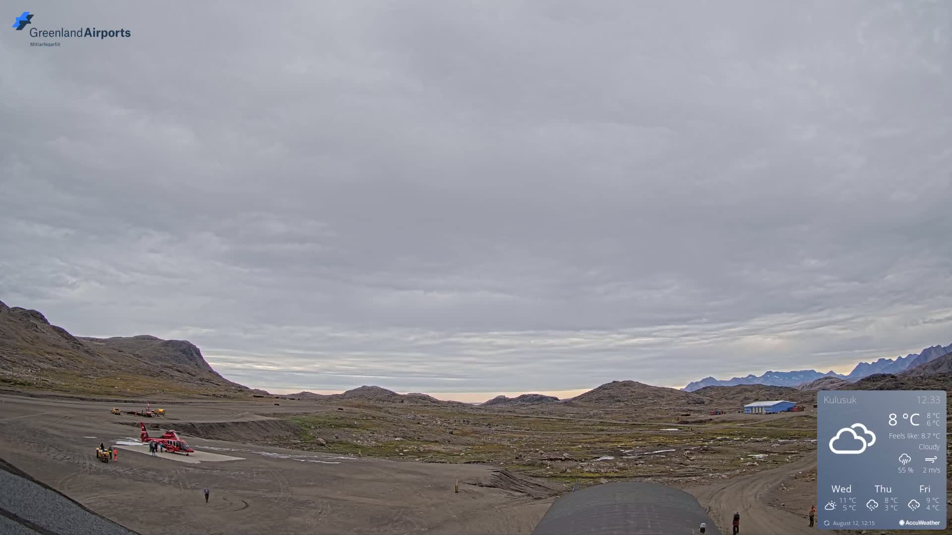 Kulusuk Airport West Towards Live Cam KUS / BGKK- Kulusuk, Sermersooq, Greenland, Denmark