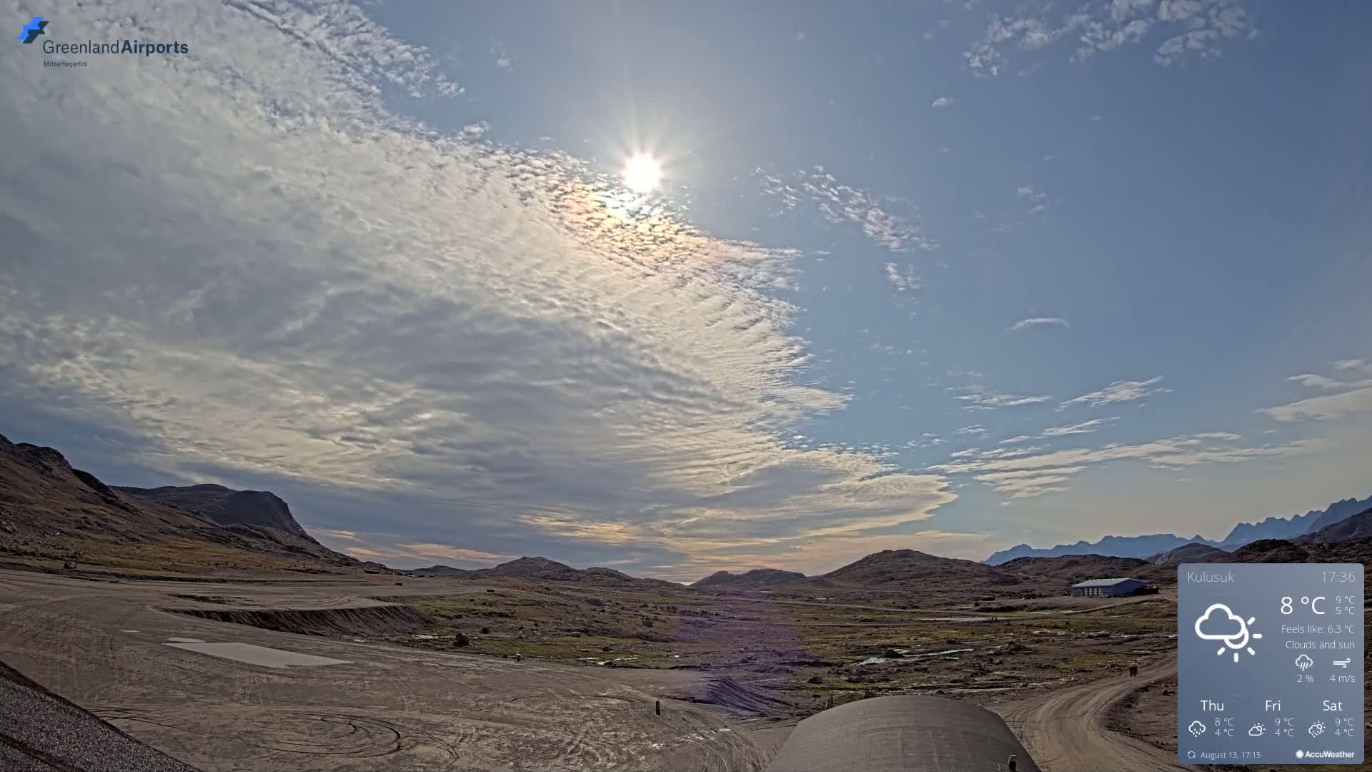 Kulusuk Airport West Towards Live Cam KUS / BGKK- Kulusuk, Sermersooq, Greenland, Denmark