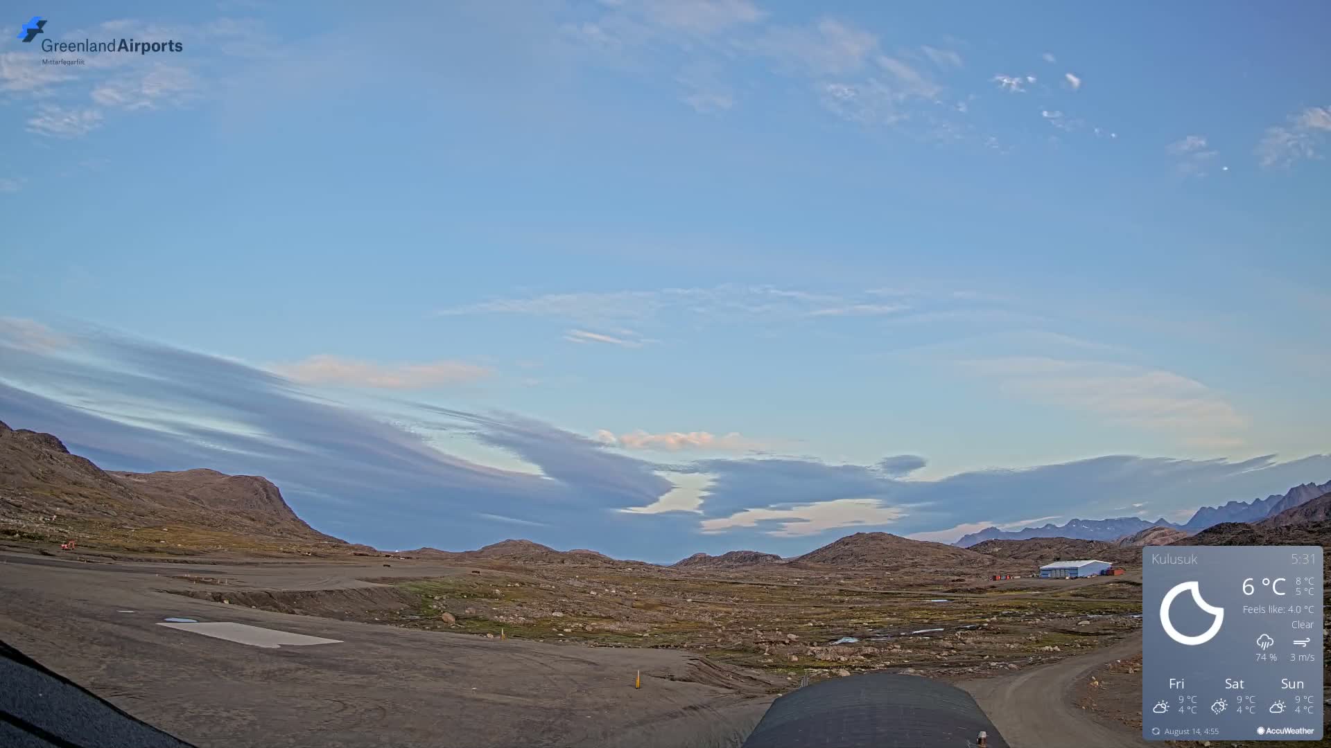 Kulusuk Airport West Towards Live Cam KUS / BGKK- Kulusuk, Sermersooq, Greenland, Denmark