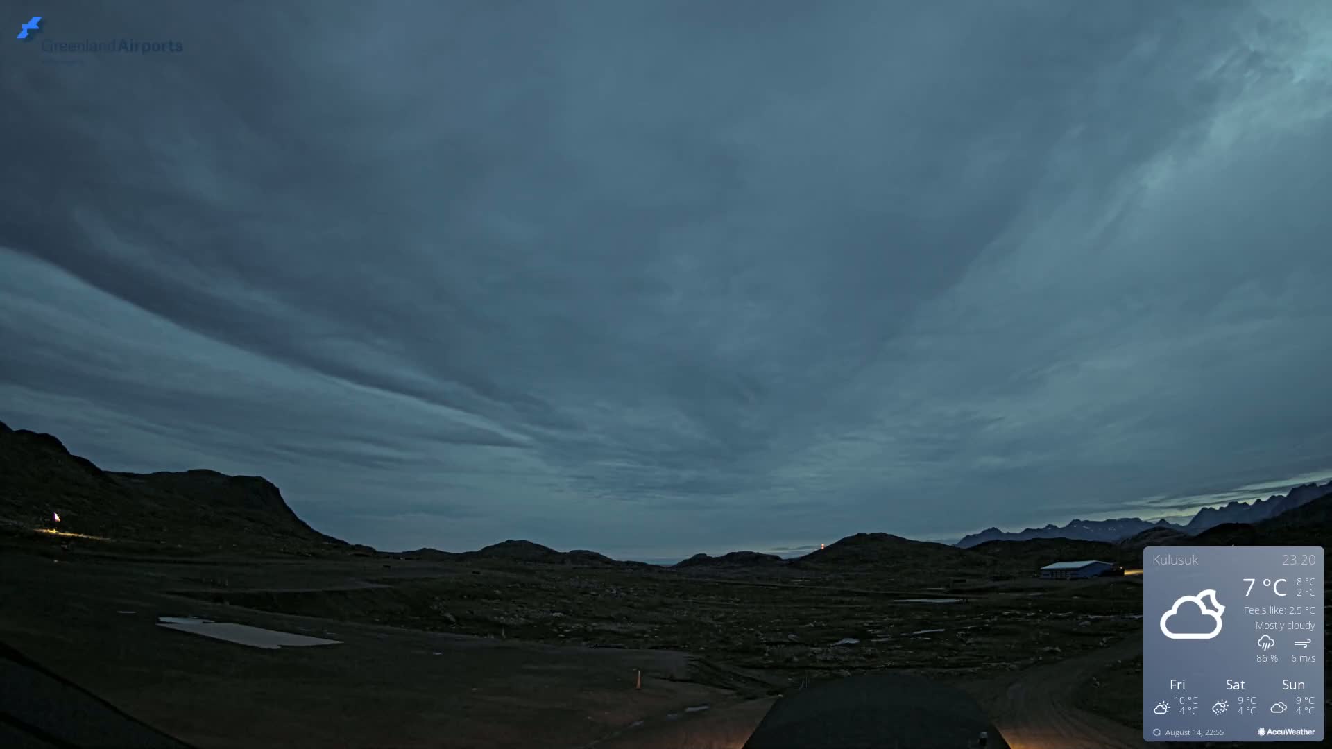 Kulusuk Airport West Towards Live Cam KUS / BGKK- Kulusuk, Sermersooq, Greenland, Denmark