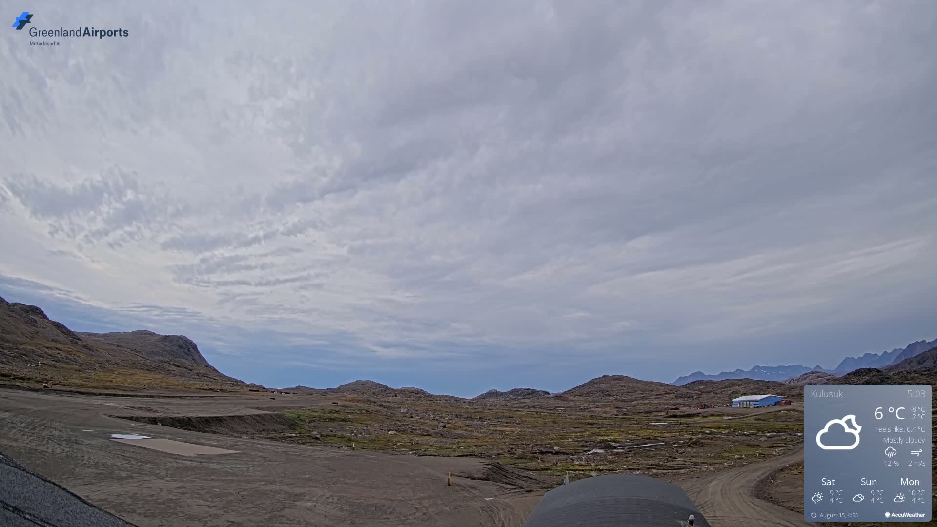 Kulusuk Airport West Towards Live Cam KUS / BGKK- Kulusuk, Sermersooq, Greenland, Denmark
