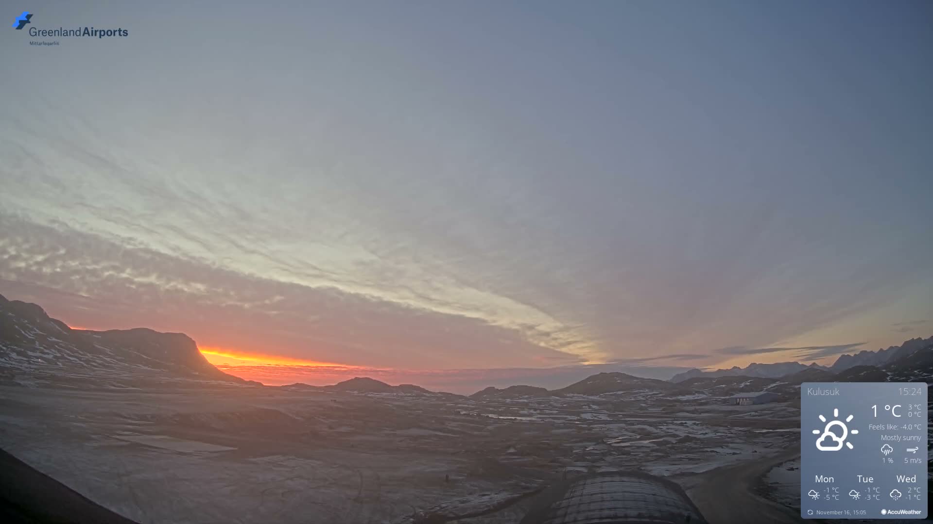 Kulusuk Airport West Towards Live Cam KUS / BGKK- Kulusuk, Sermersooq, Greenland, Denmark
