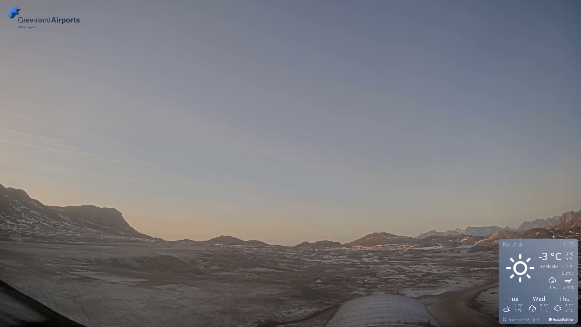 Kulusuk Airport West Towards Live Cam KUS / BGKK- Kulusuk, Sermersooq, Greenland, Denmark