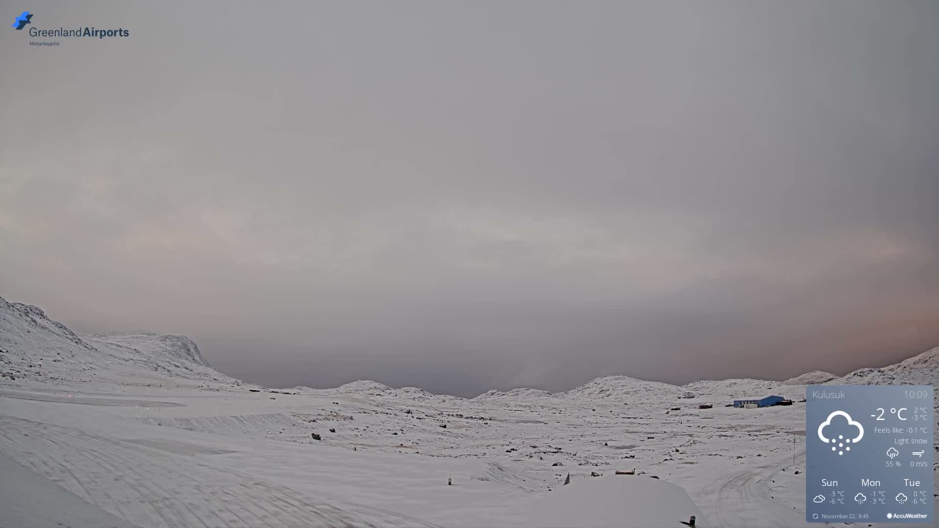 Kulusuk Airport West Towards Live Cam KUS / BGKK- Kulusuk, Sermersooq, Greenland, Denmark