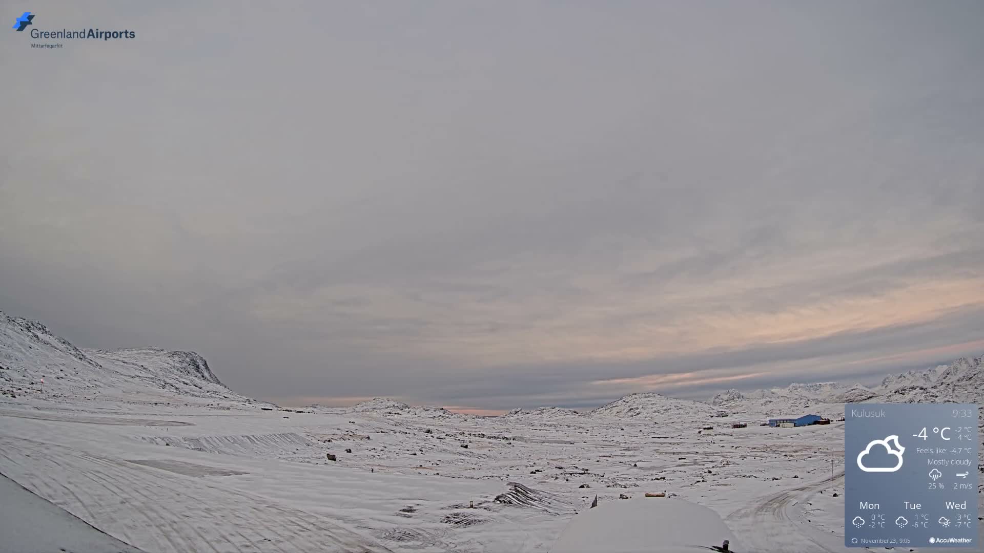 Kulusuk Airport West Towards Live Cam KUS / BGKK- Kulusuk, Sermersooq, Greenland, Denmark