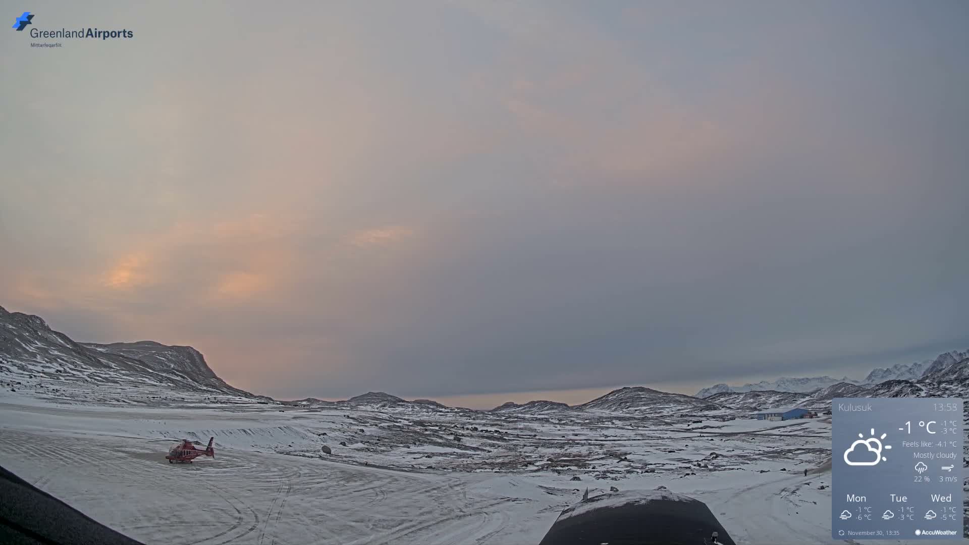 Kulusuk Airport West Towards Live Cam KUS / BGKK- Kulusuk, Sermersooq, Greenland, Denmark