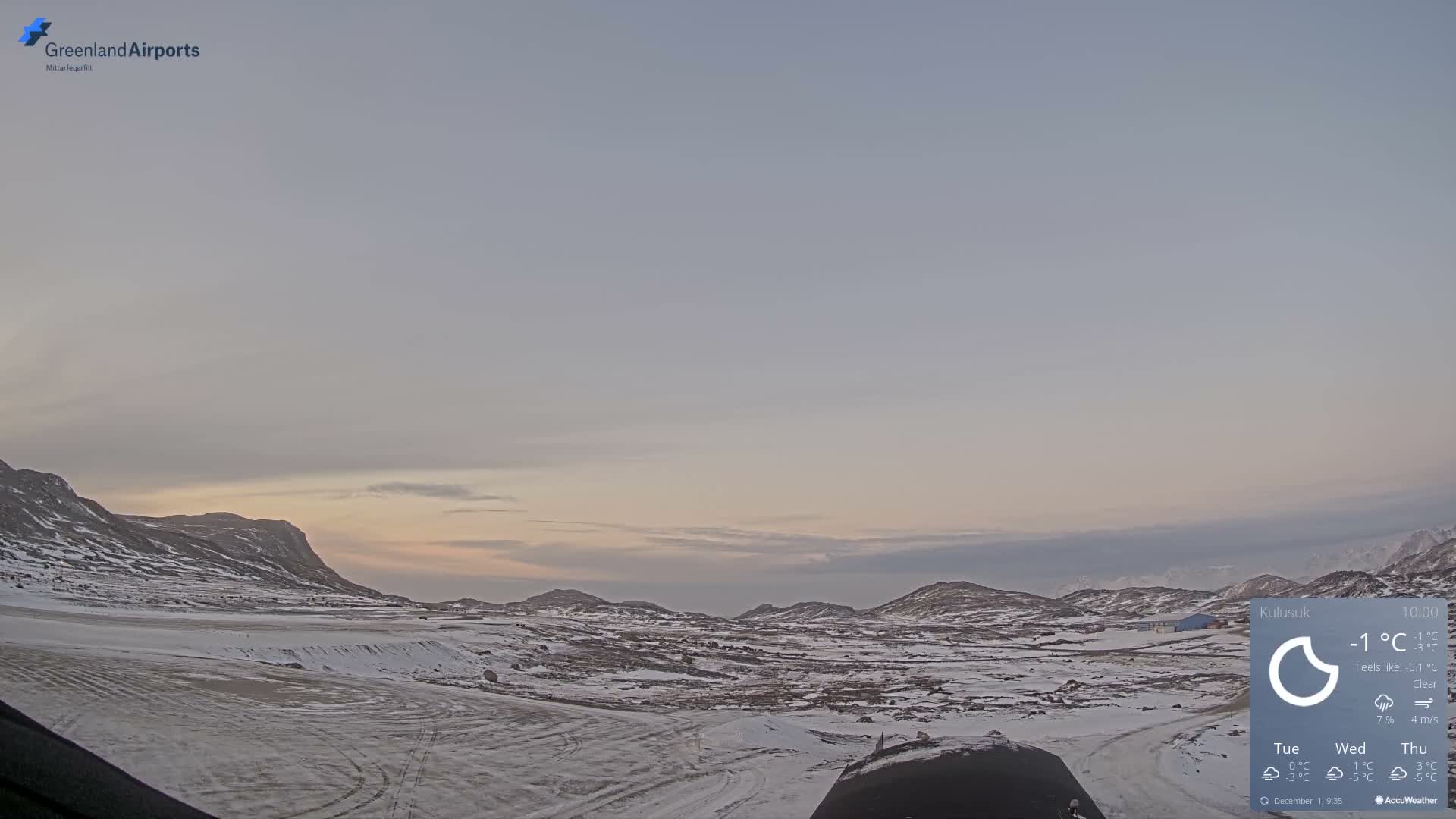 Kulusuk Airport West Towards Live Cam KUS / BGKK- Kulusuk, Sermersooq, Greenland, Denmark