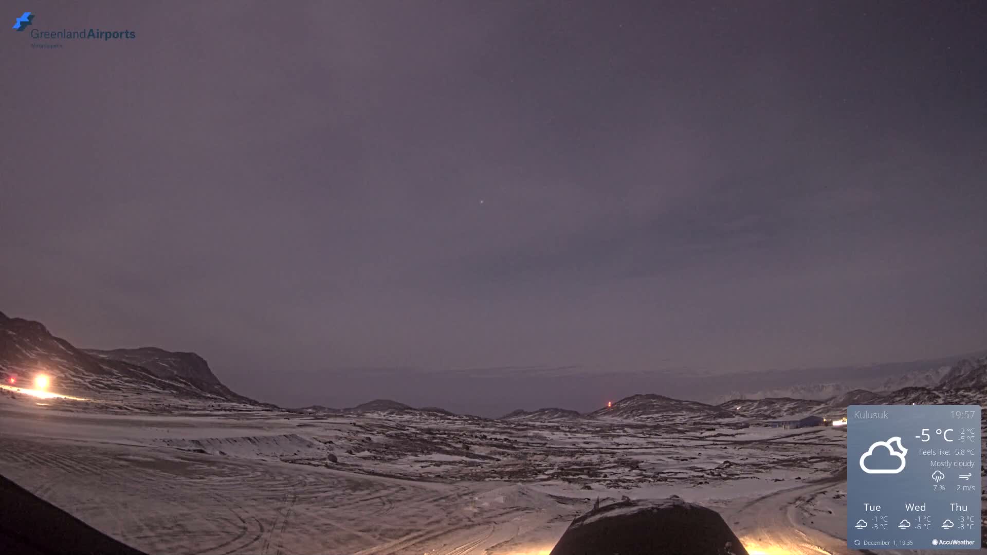 Kulusuk Airport West Towards Live Cam KUS / BGKK- Kulusuk, Sermersooq, Greenland, Denmark