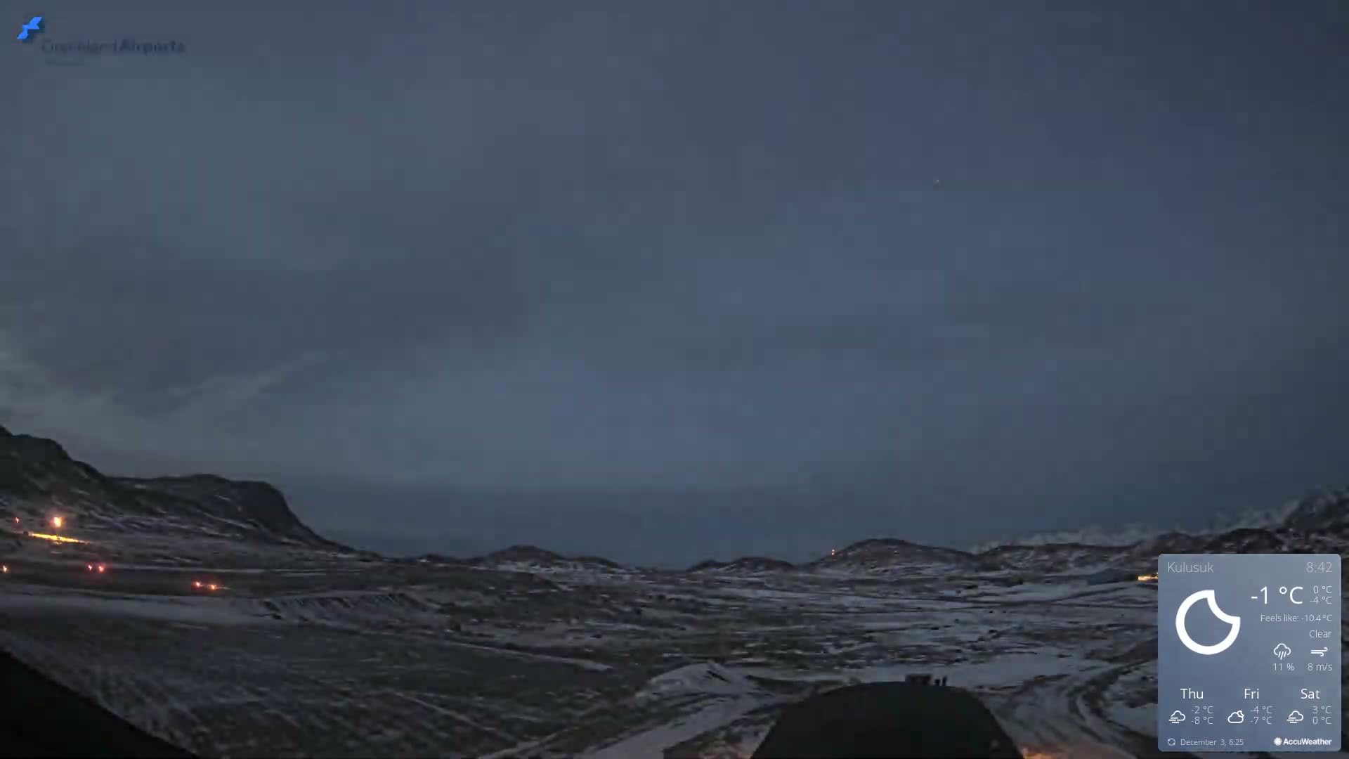 Kulusuk Airport West Towards Live Cam KUS / BGKK- Kulusuk, Sermersooq, Greenland, Denmark