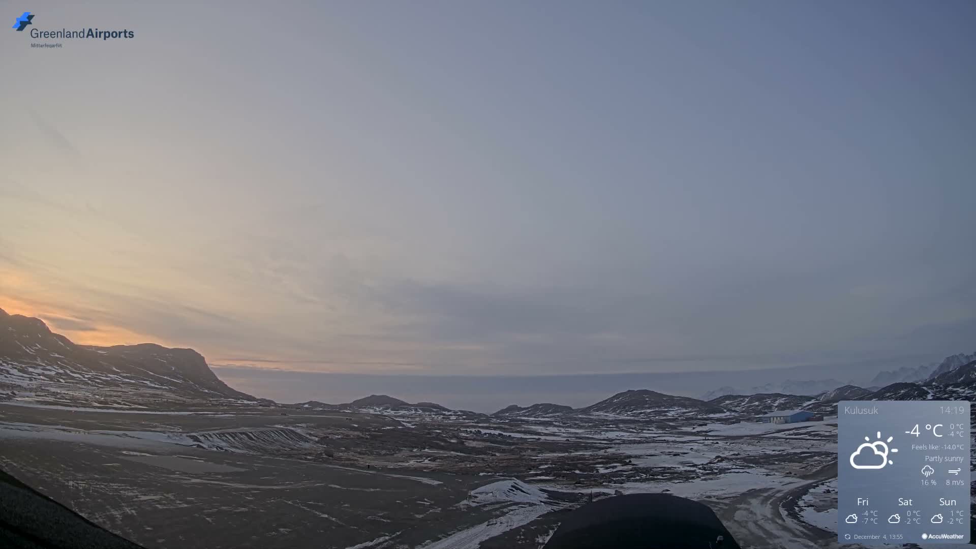 Kulusuk Airport West Towards Live Cam KUS / BGKK- Kulusuk, Sermersooq, Greenland, Denmark