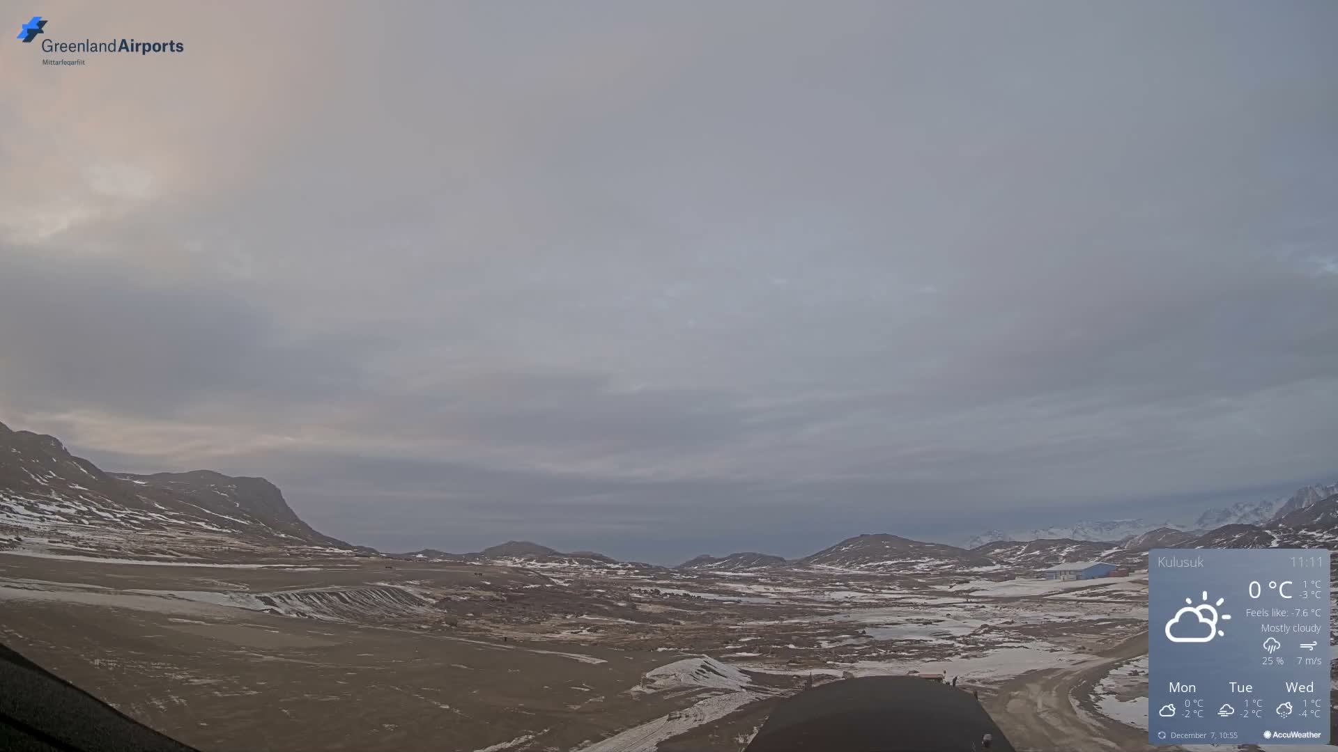 Kulusuk Airport West Towards Live Cam KUS / BGKK- Kulusuk, Sermersooq, Greenland, Denmark