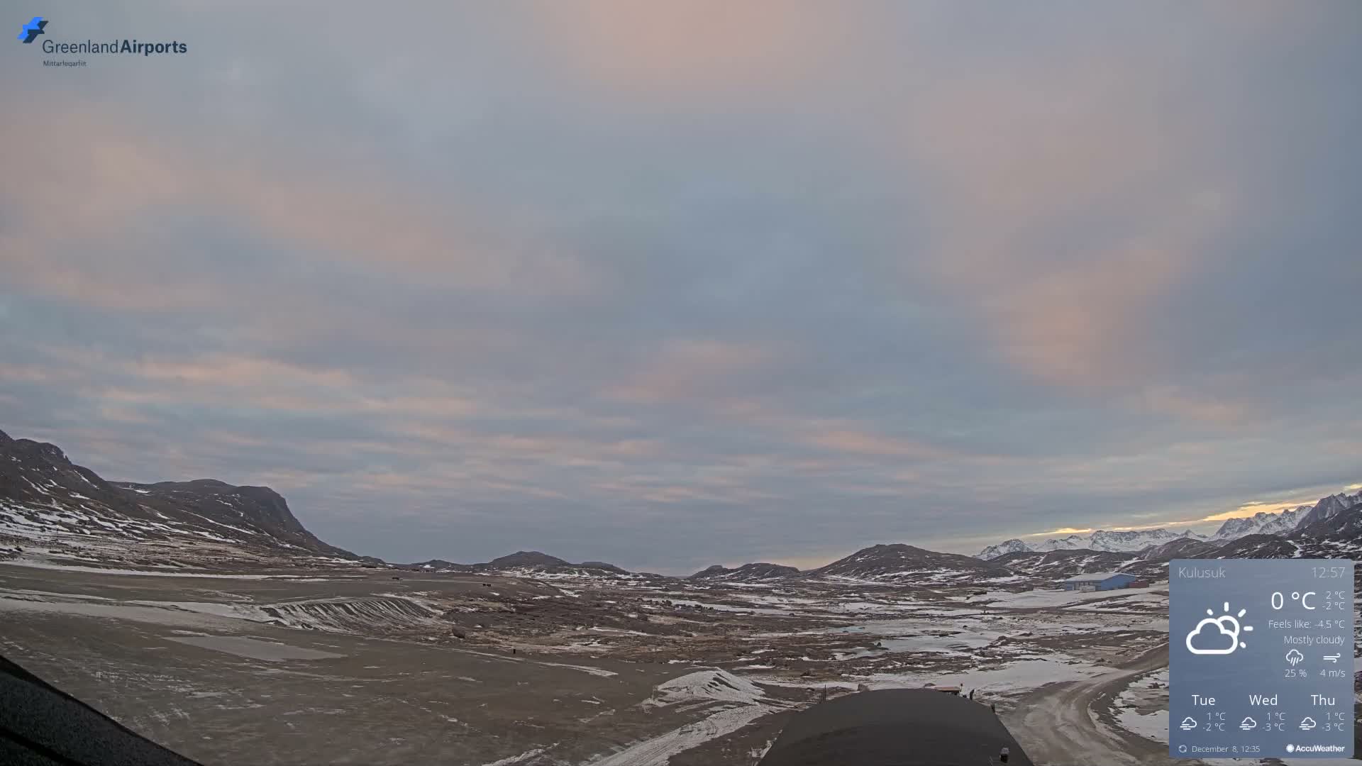 Kulusuk Airport West Towards Live Cam KUS / BGKK- Kulusuk, Sermersooq, Greenland, Denmark