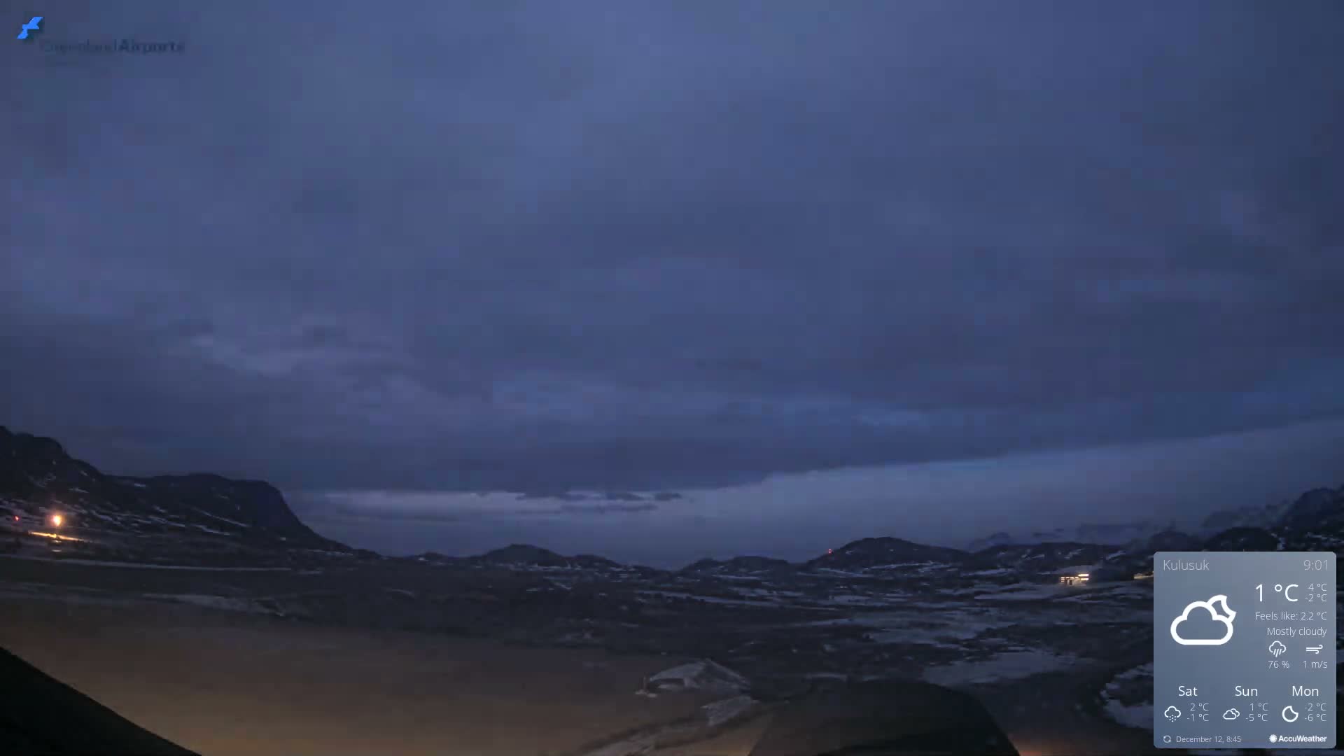 Kulusuk Airport West Towards Live Cam KUS / BGKK- Kulusuk, Sermersooq, Greenland, Denmark